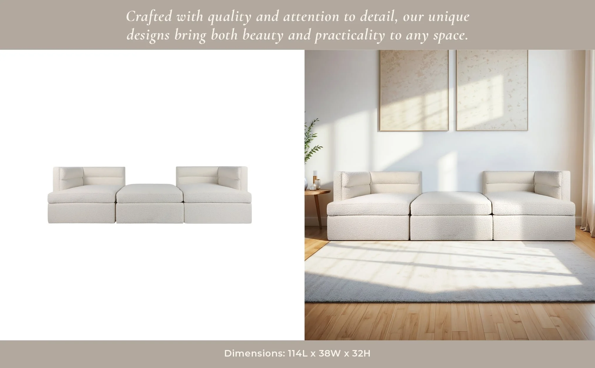 Modern, Modular Sofa, Ivory Kd 3boxes - Image 12