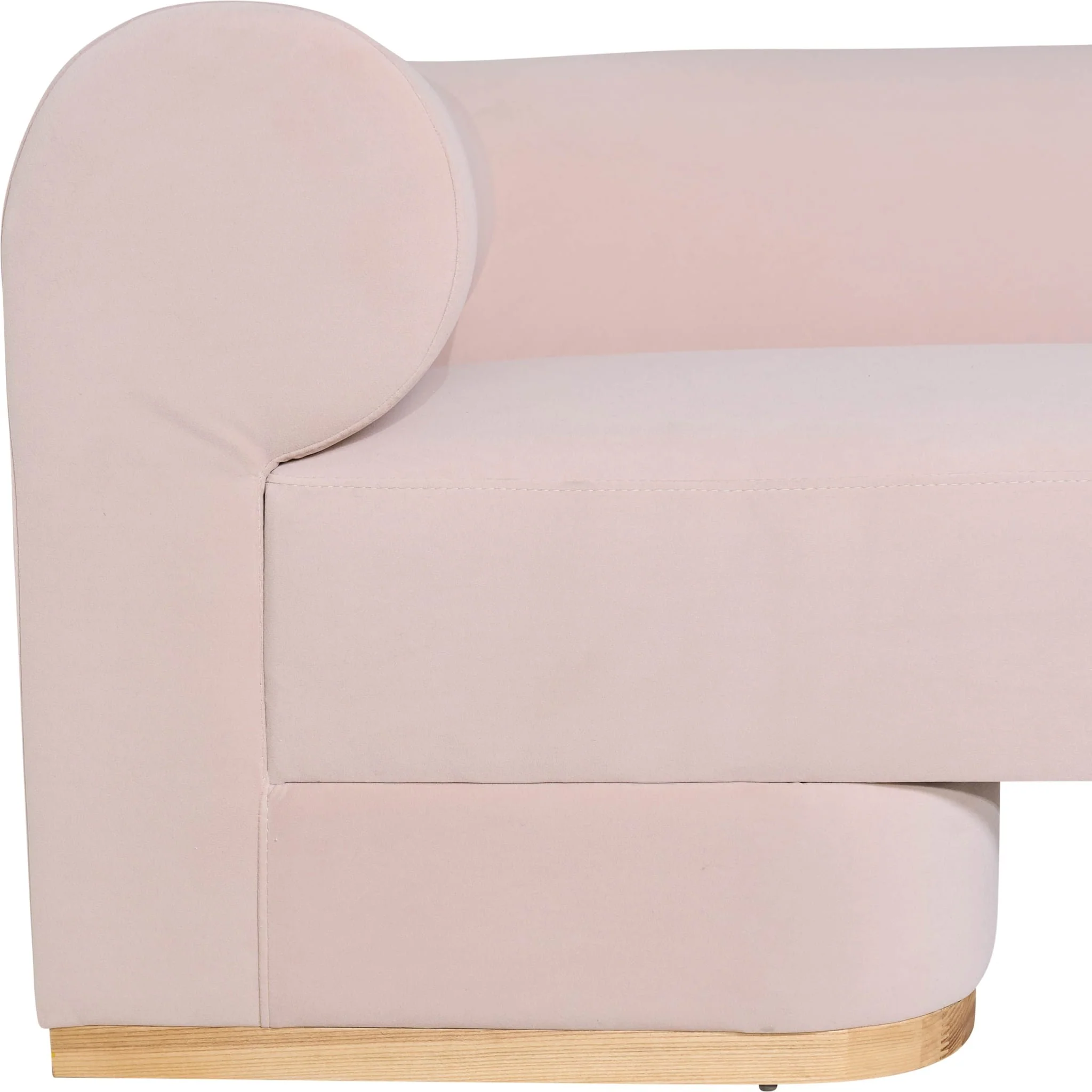 Modern Sofa - Oak Wood Base, Blush - Image 5