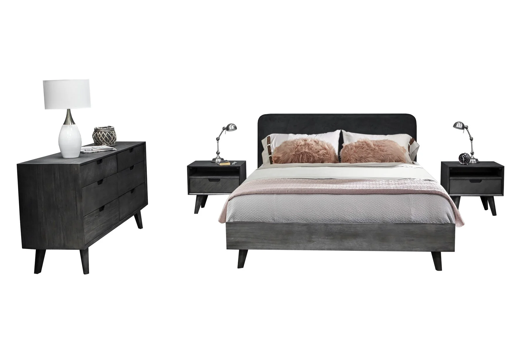 Mohave 4 Piece Acacia Queen Bedroom Set with Dresser and Nightstands
