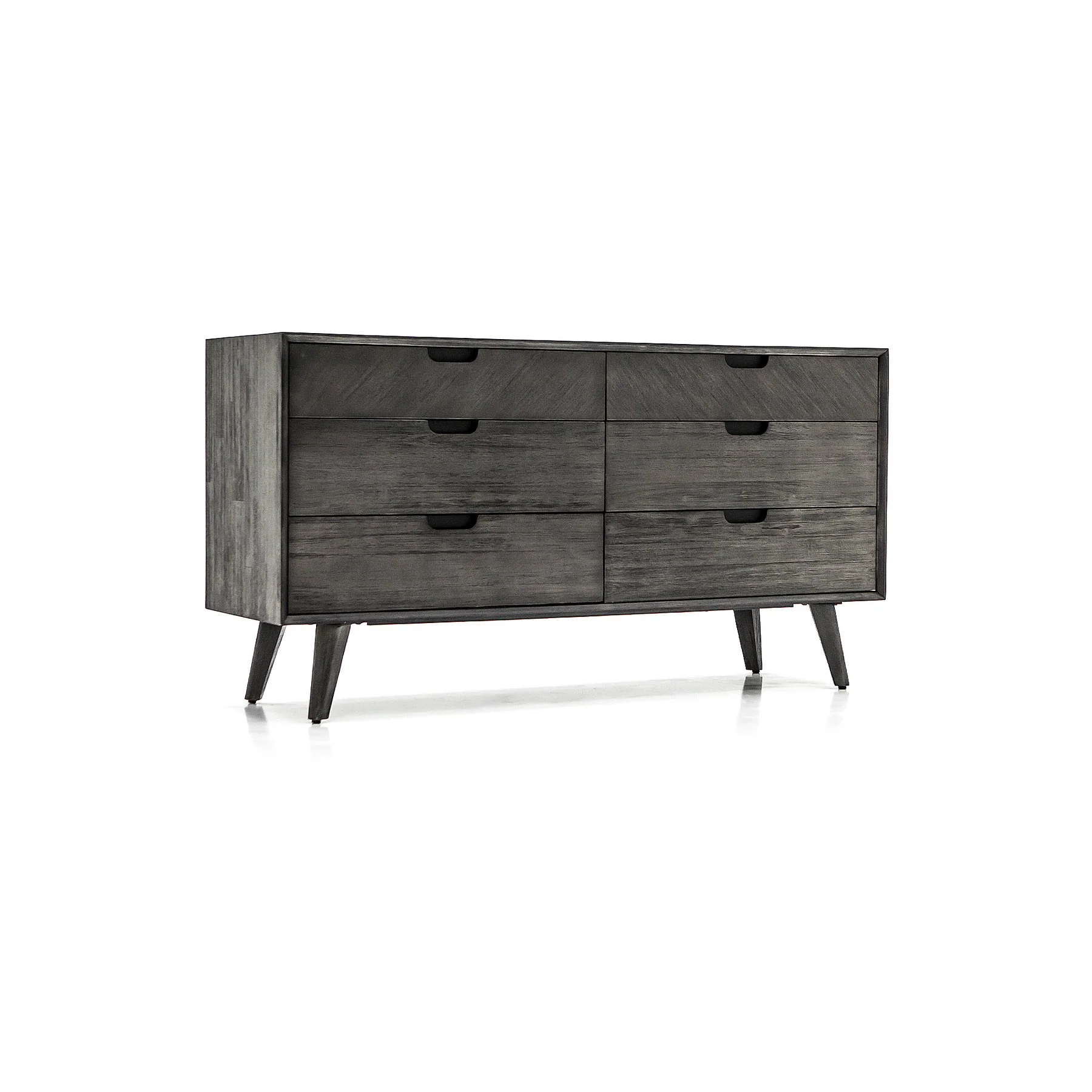 Mohave Mid-Century Tundra Gray Acacia 6 Drawer Dresser - Image 2
