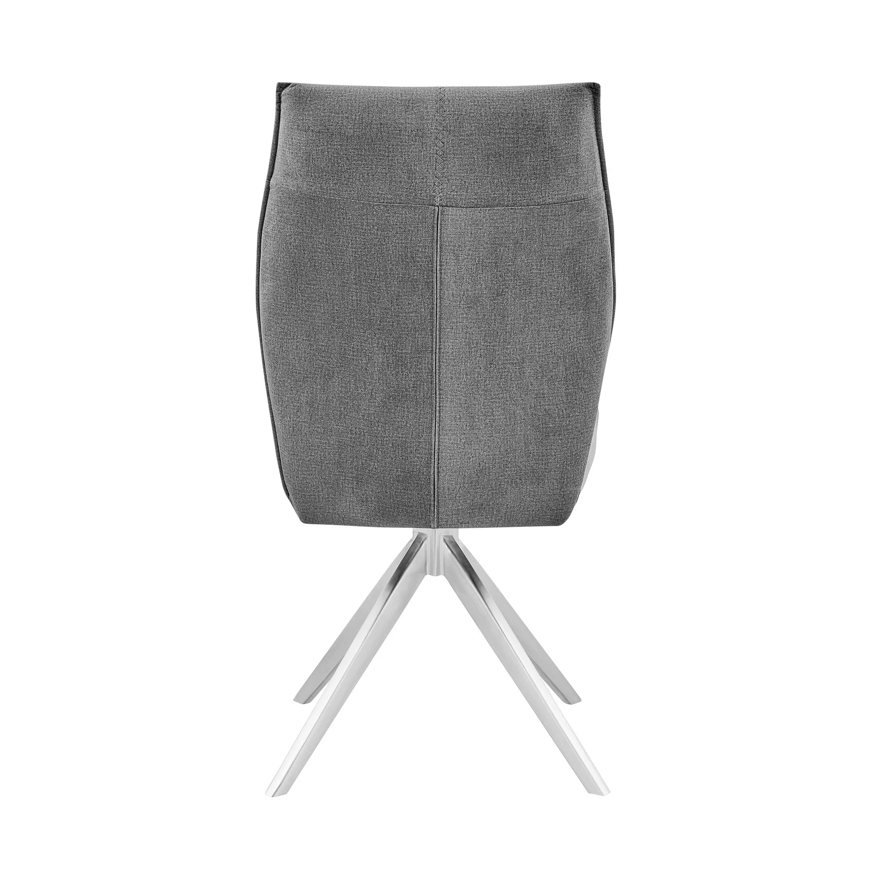 Monarch Swivel Dining Room Accent Chair in Gray Fabric and Brushed Stainless Steel Finish - Set of 2 - Image 5