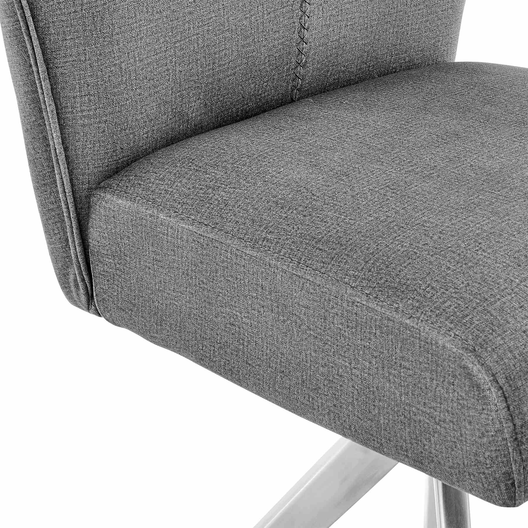 Monarch Swivel Dining Room Accent Chair in Gray Fabric and Brushed Stainless Steel Finish - Set of 2 - Image 6