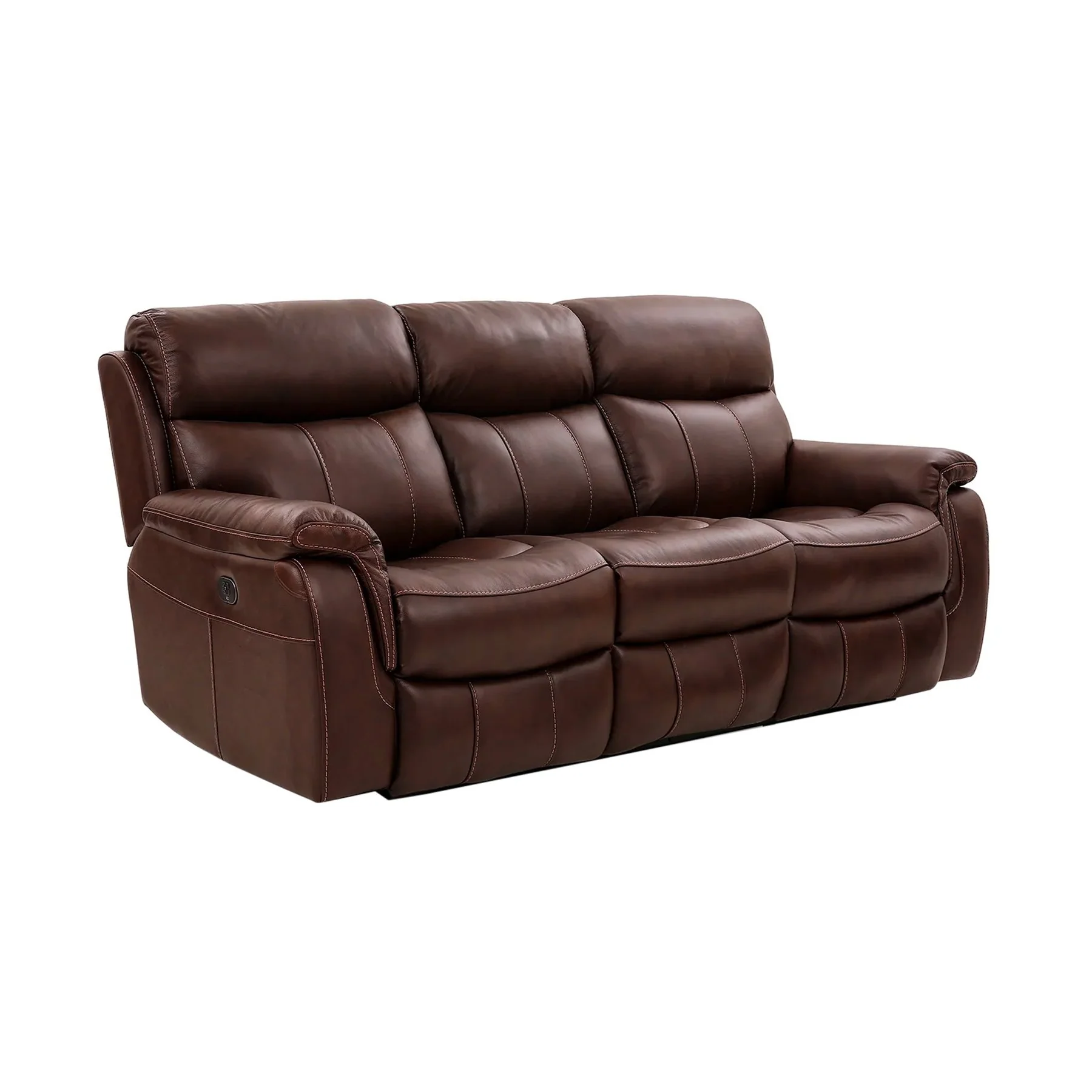 Montague Dual Power Headrest and Lumbar Support Reclining Sofa in Genuine Brown Leather - Image 2