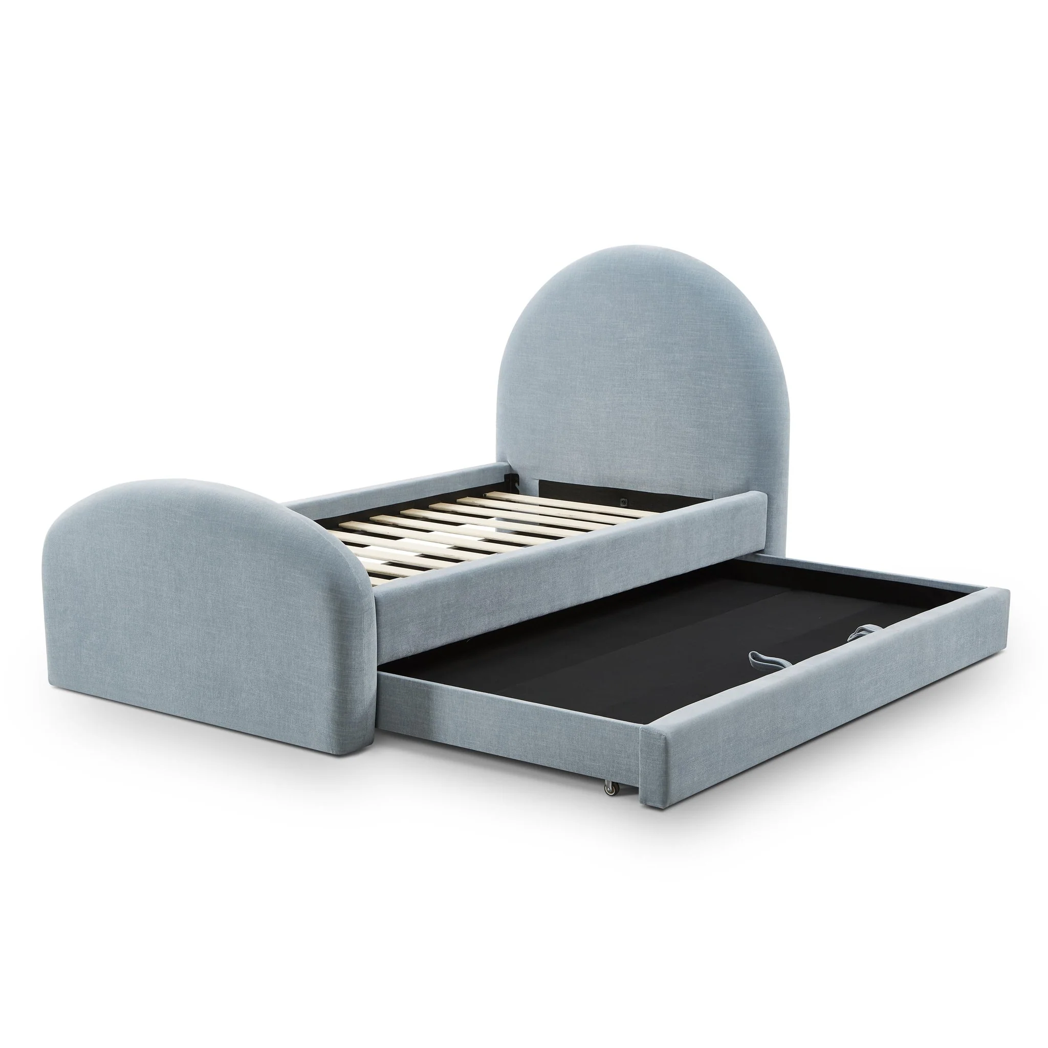 Moon Chambray Blue Chenille Twin Trundle Bed - Image 5