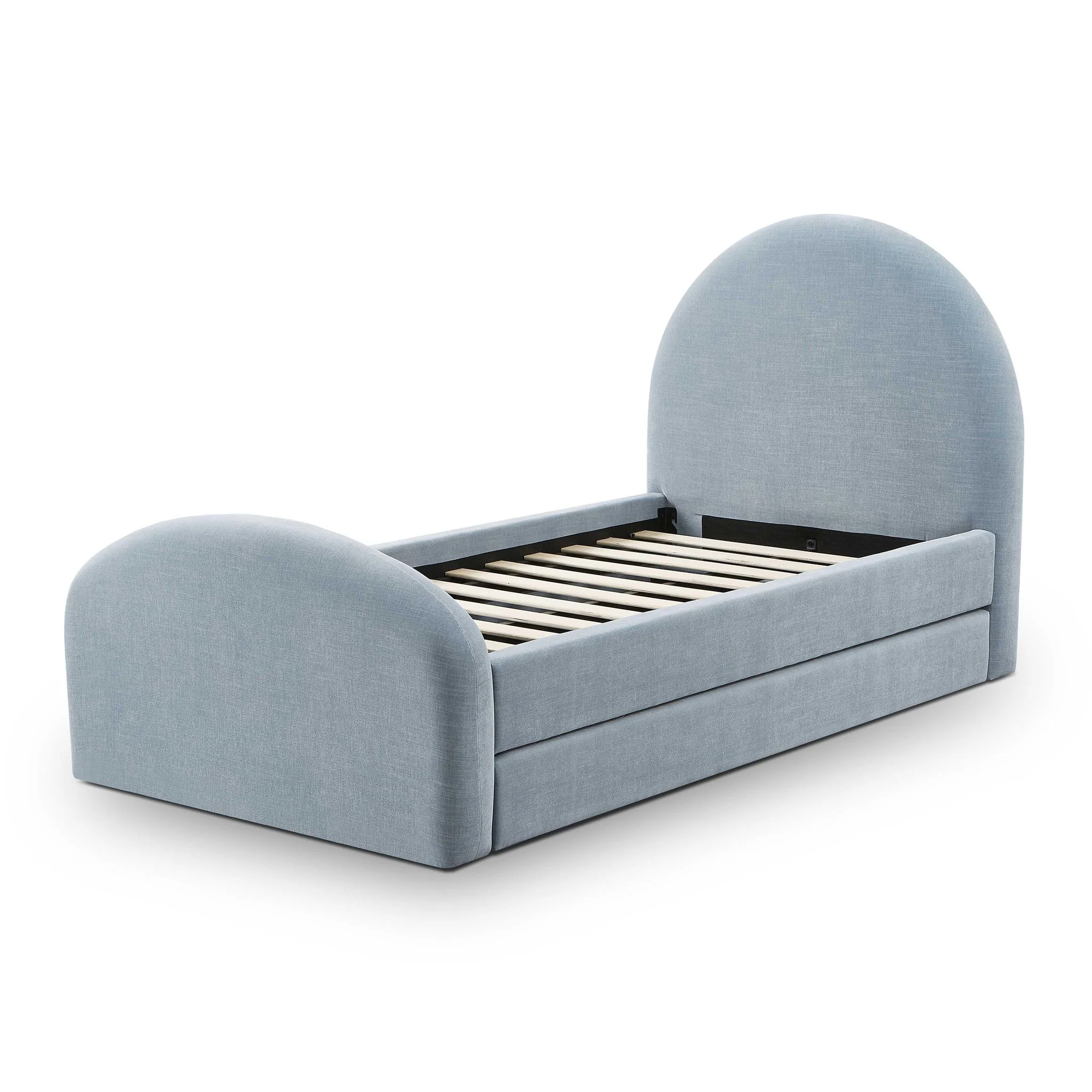 Moon Chambray Blue Chenille Twin Trundle Bed - Image 6