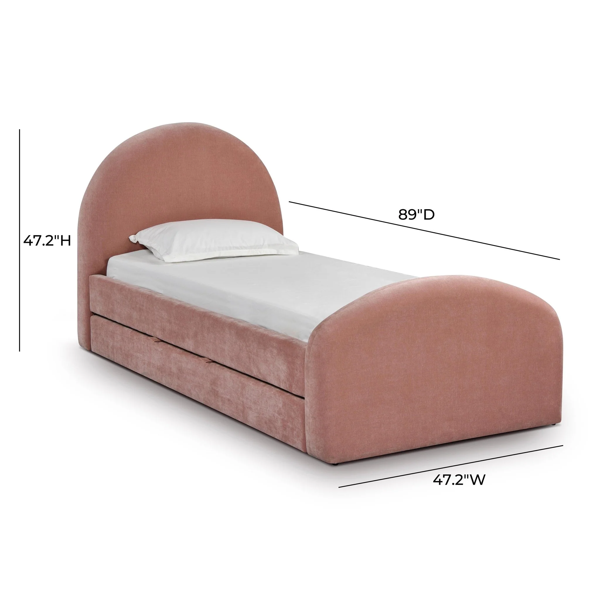 Moon Rose Upcycled Chenille Twin Trundle Bed - Image 11