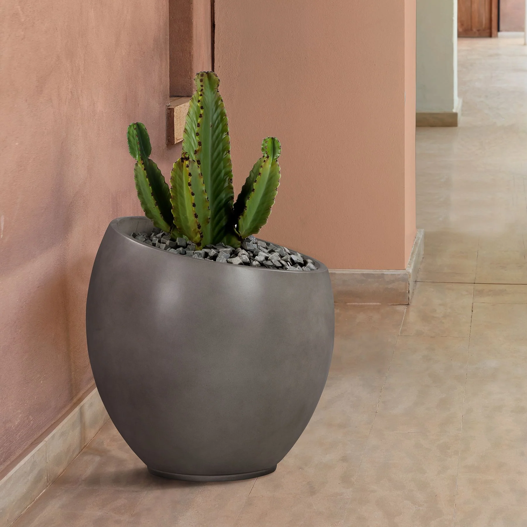 Moonstone Large Indoor or Outdoor Planter in Gray Concrete - Image 7