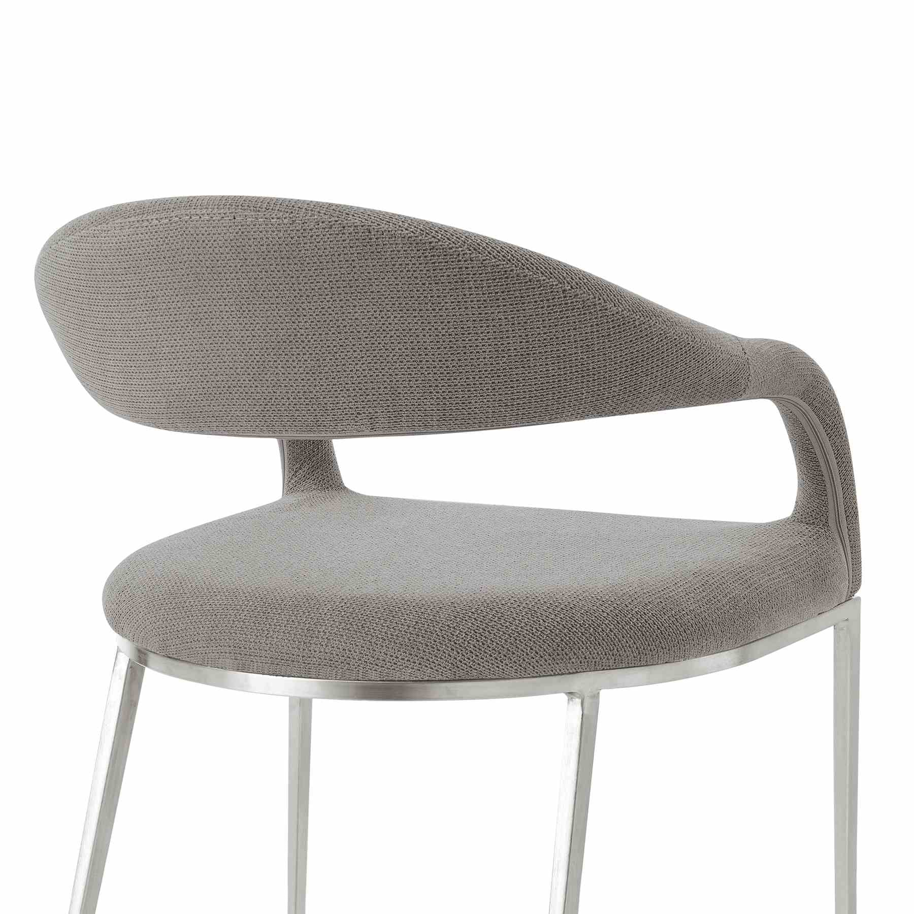 Morgan Upholstered Dining Chair with Brushed Stainless Steel and Light Gray Fabric - Set of 2 - Image 6