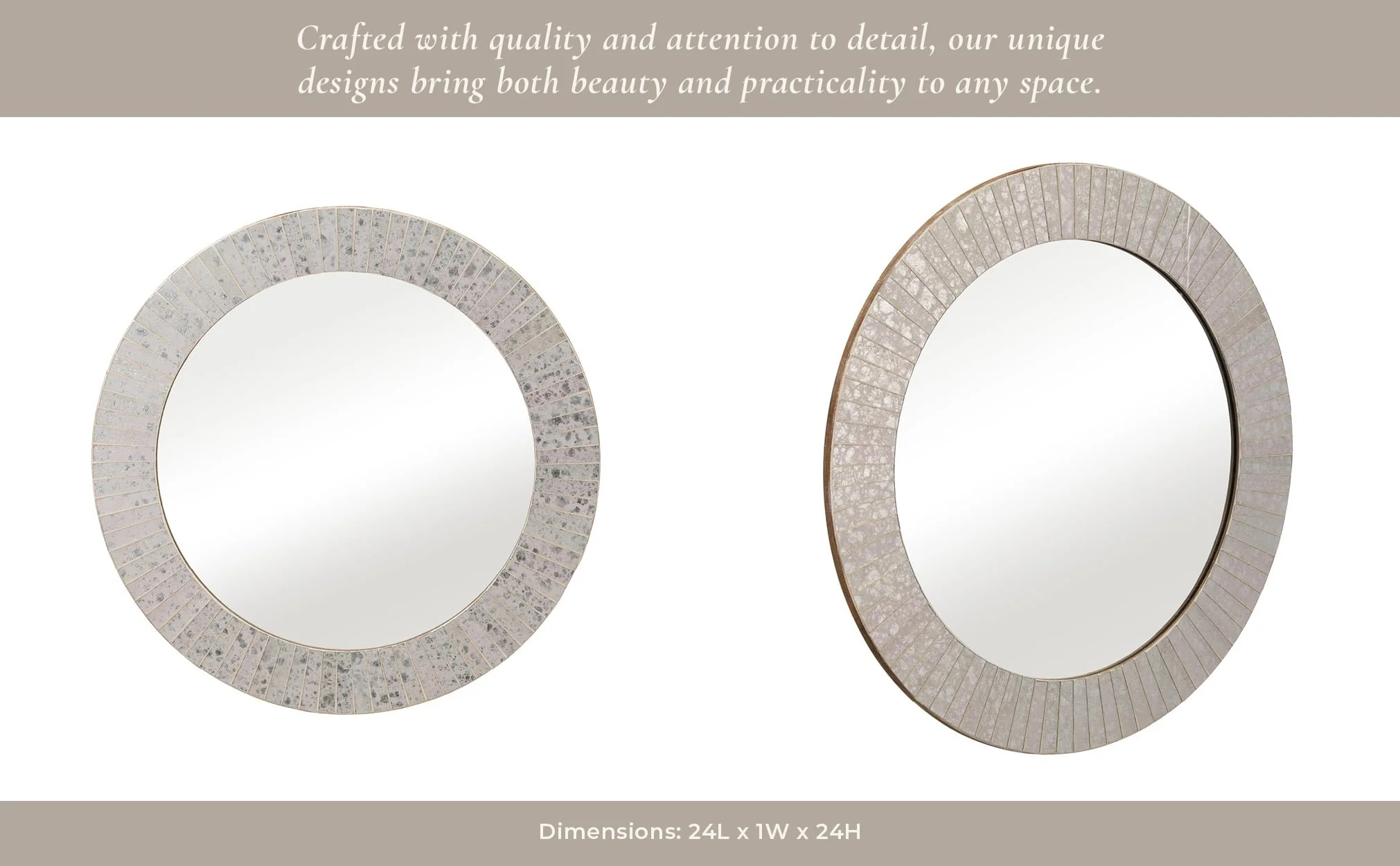 Mosaic 24" Rnd Tiled Mirror Chmpg - Image 10