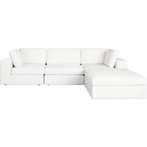 Muse 4PC Modular Reversible Chaise Sectional in Mist White Performance Fabric