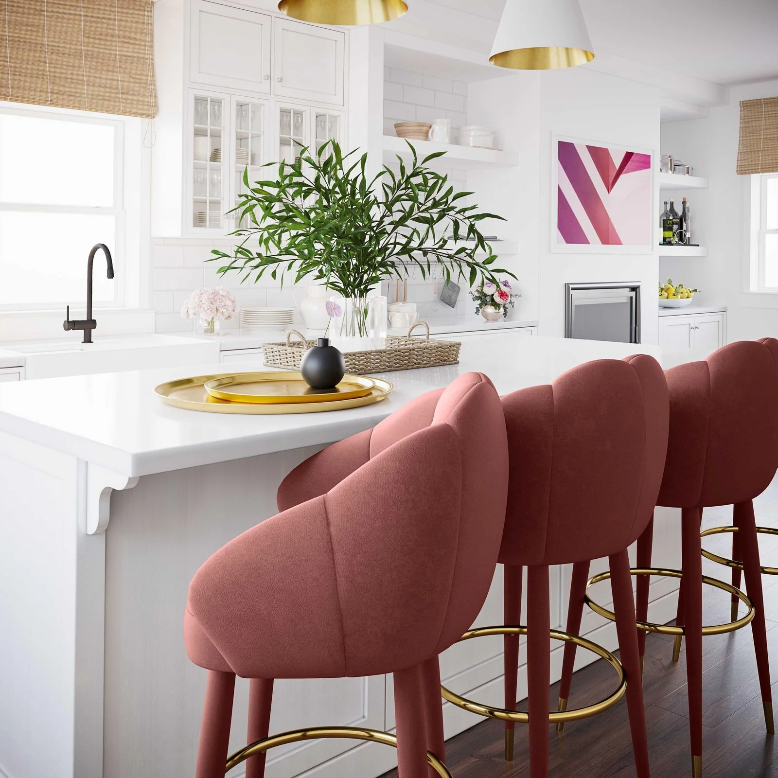 Myla Salmon Swivel Counter Stool - Image 2