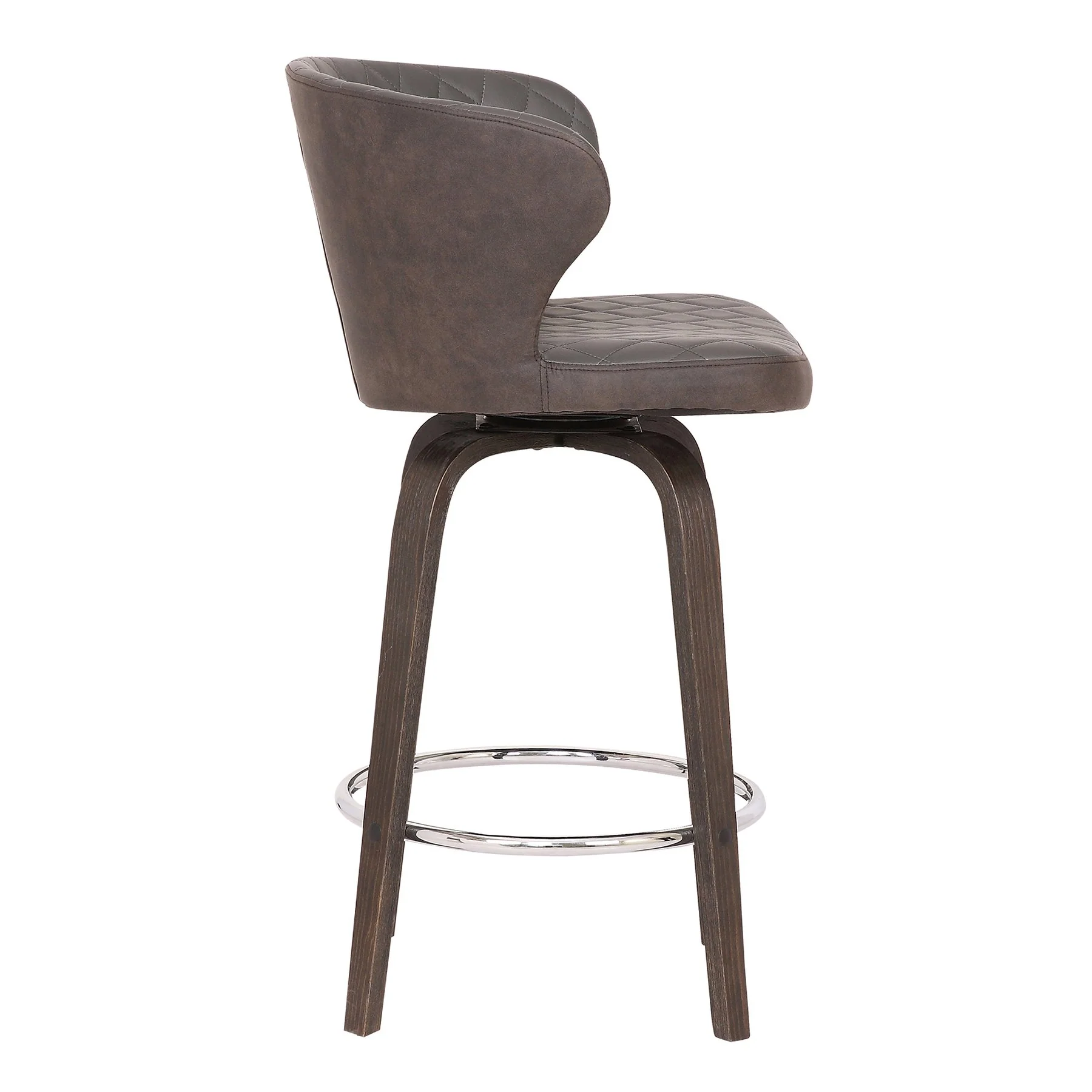 Mynette 30" Swivel Brown Faux Leather Bar Stool - Image 3