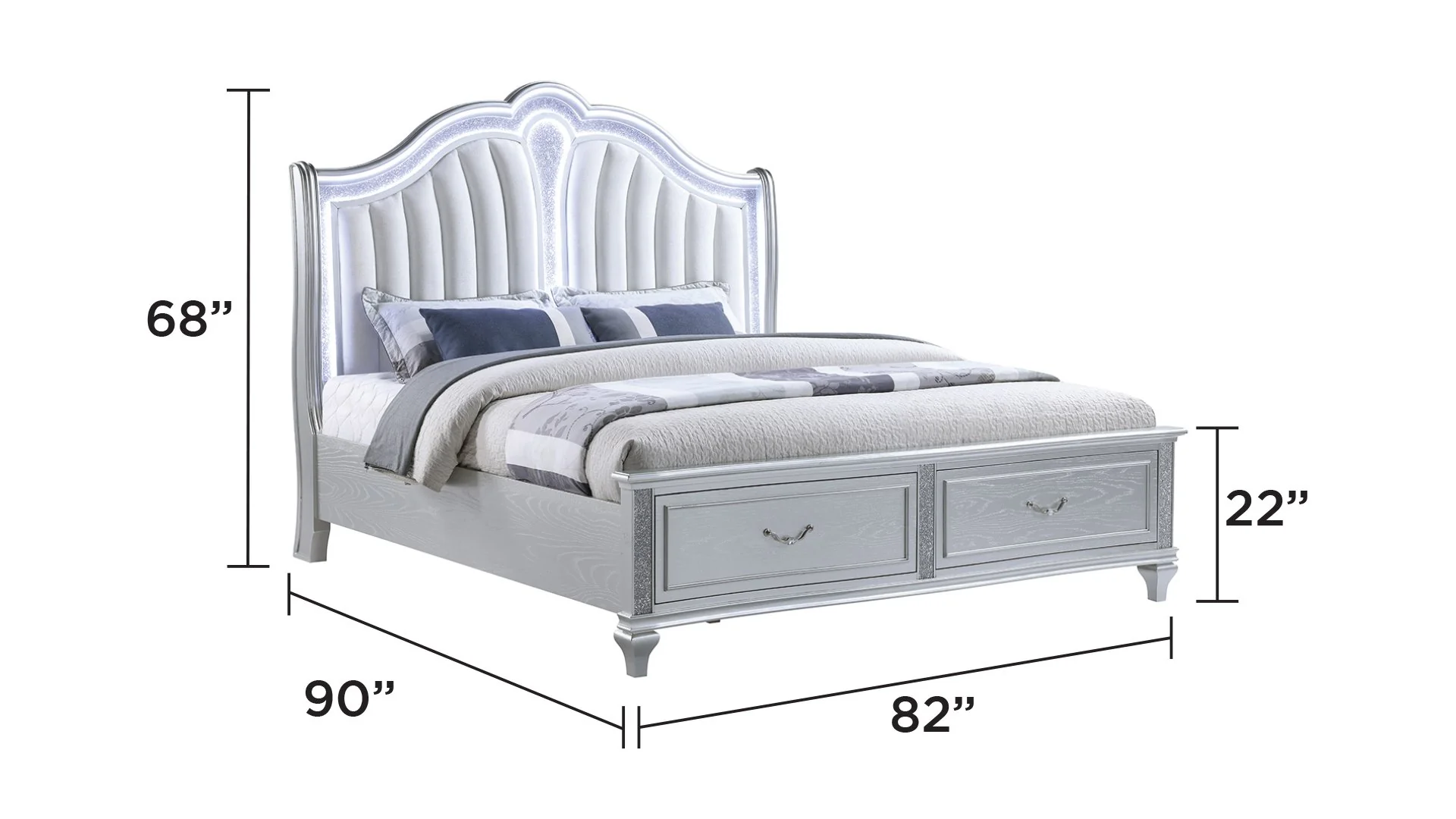 Mystic King 4PC Bedroom Set Silver - Image 3