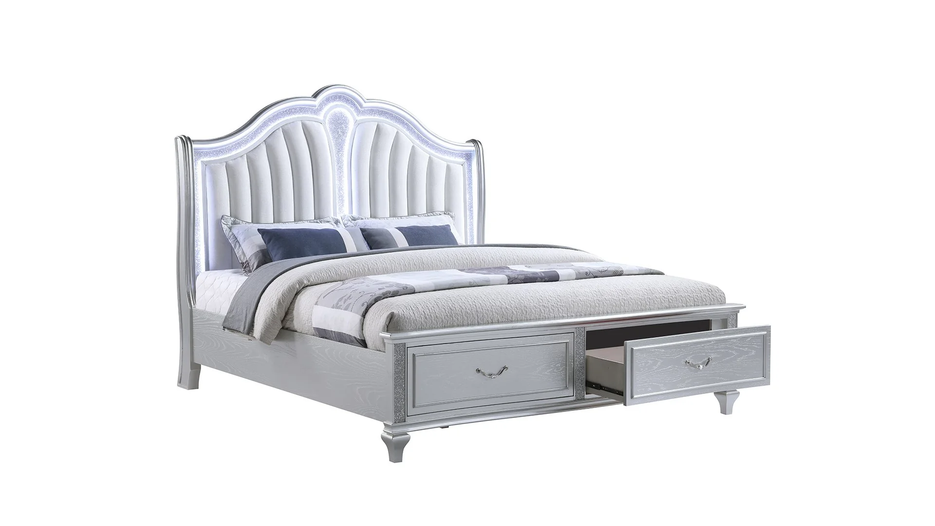 Mystic King 4PC Bedroom Set Silver - Image 4