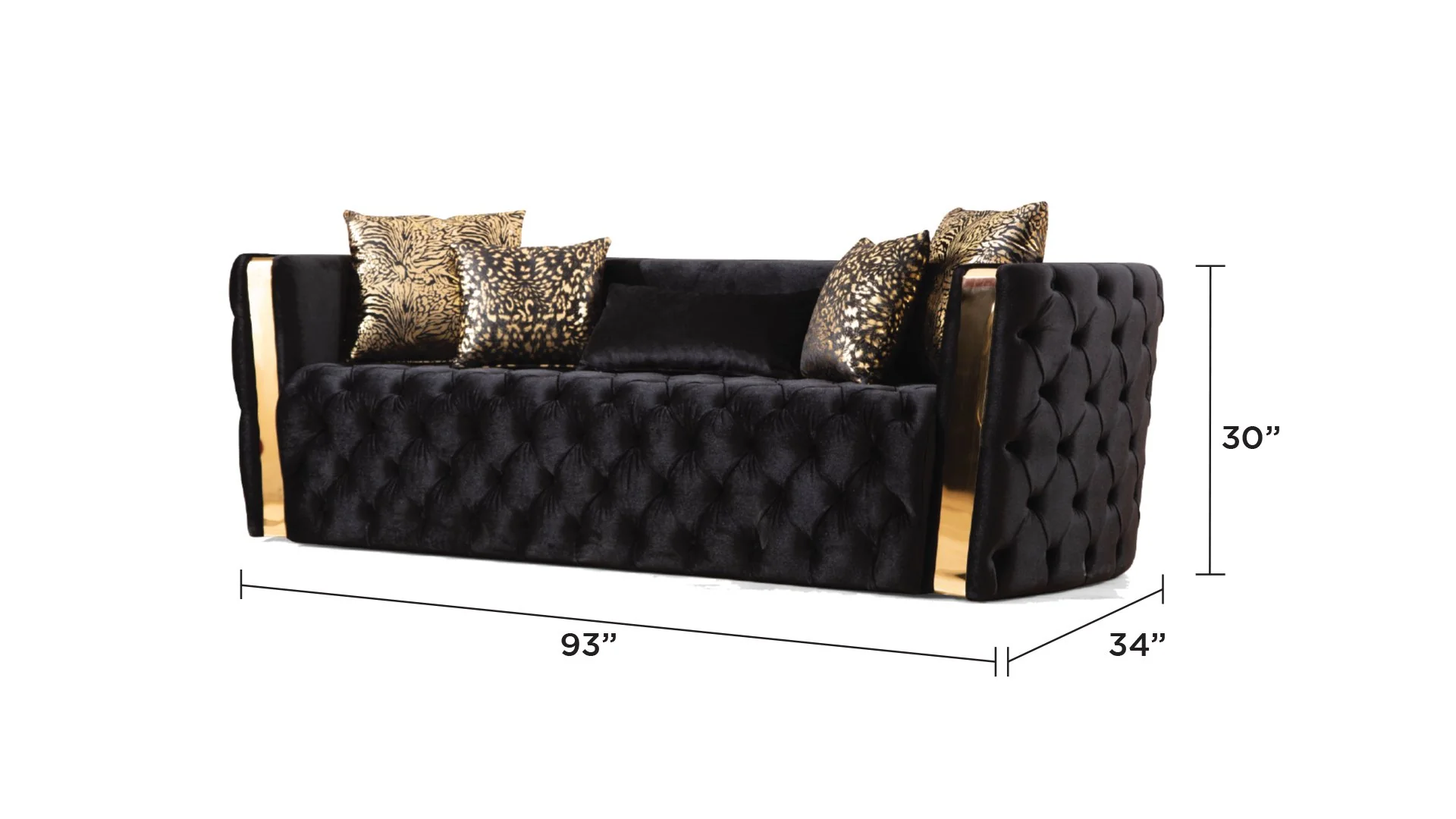 Naomi 3 Pc Living Room set Black - Image 3