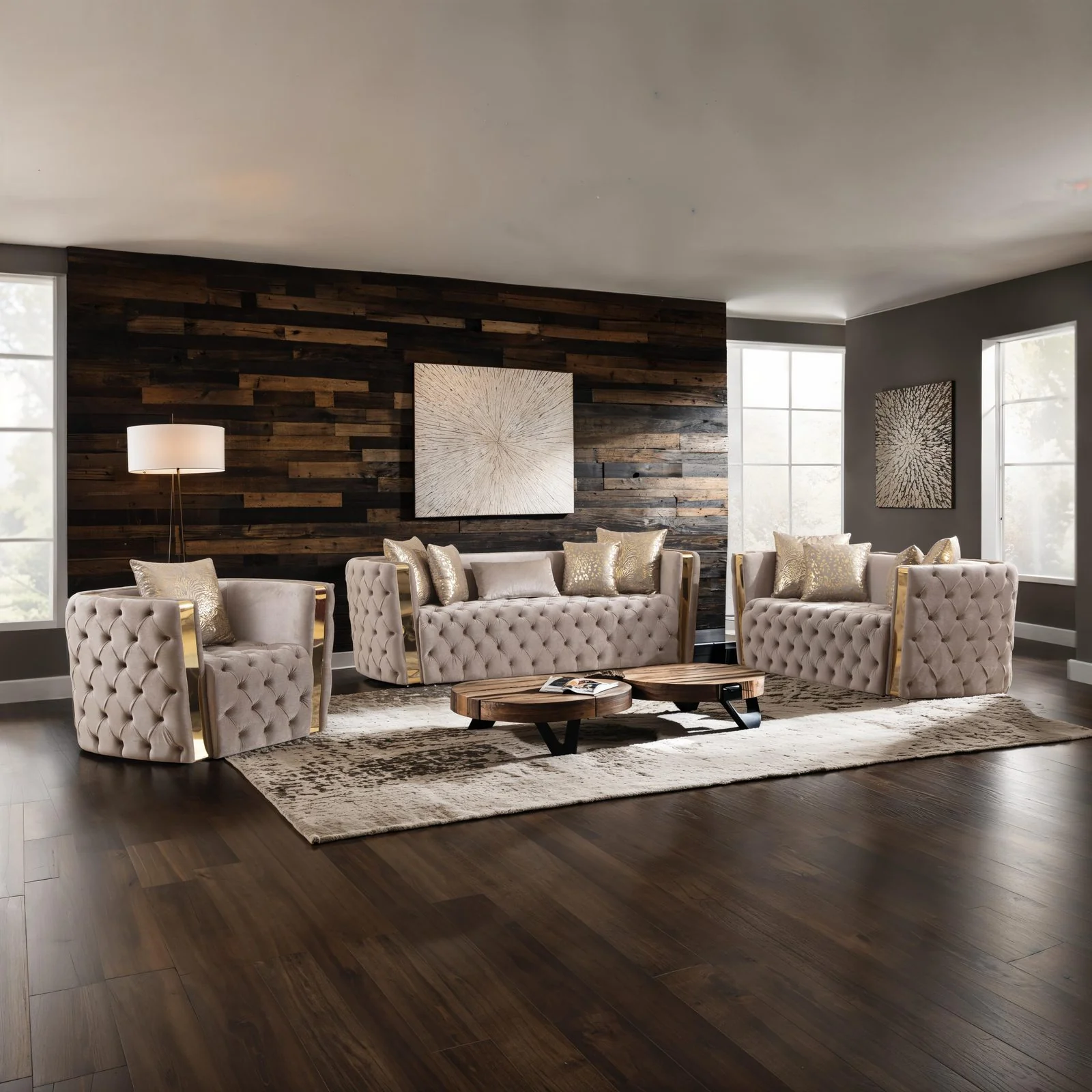 Naomi 3 Pc Living Room set Taupe
