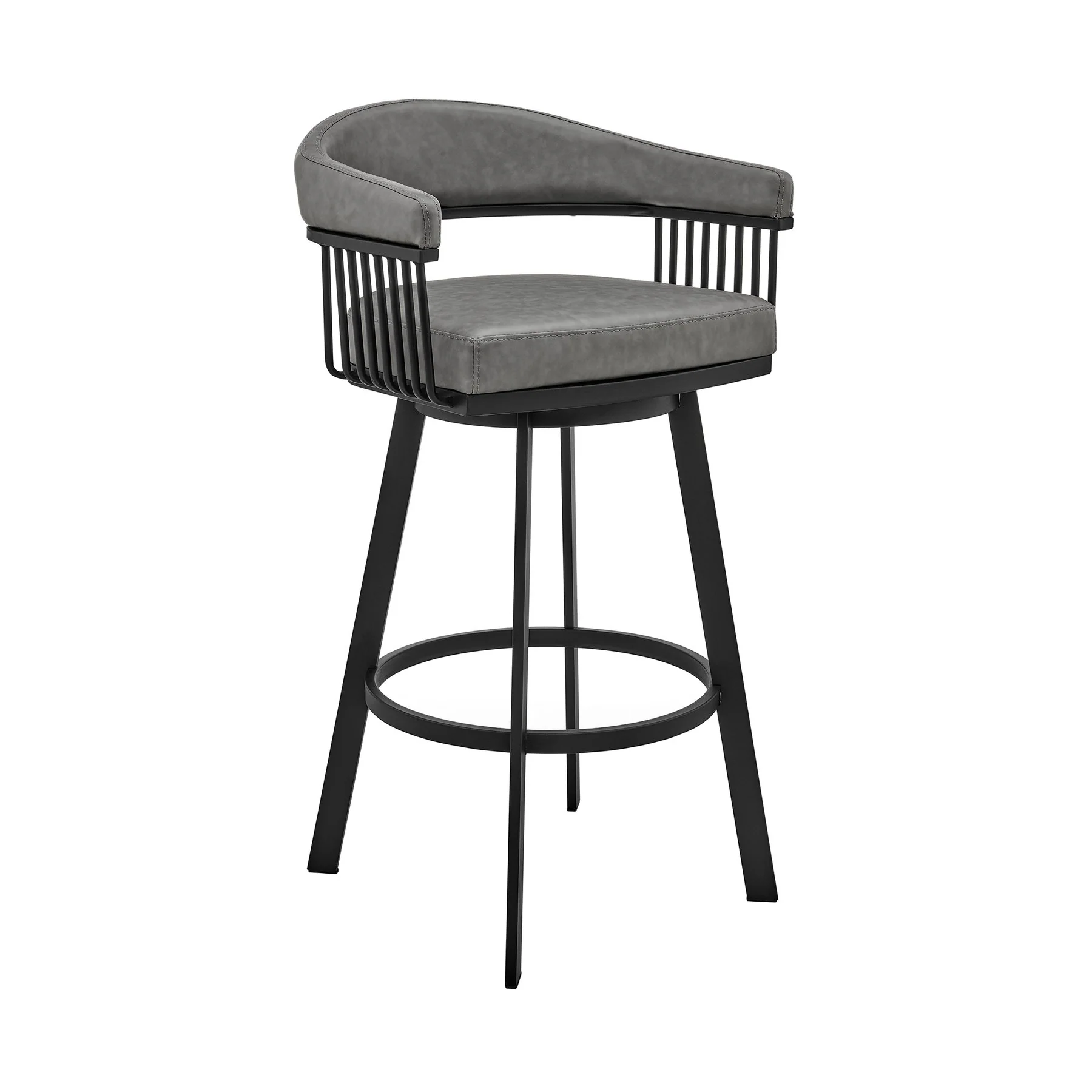 Naomi and Chelsea 3-Piece Counter Height Dining Set in Black Metal and Gray Faux Leather - Image 2