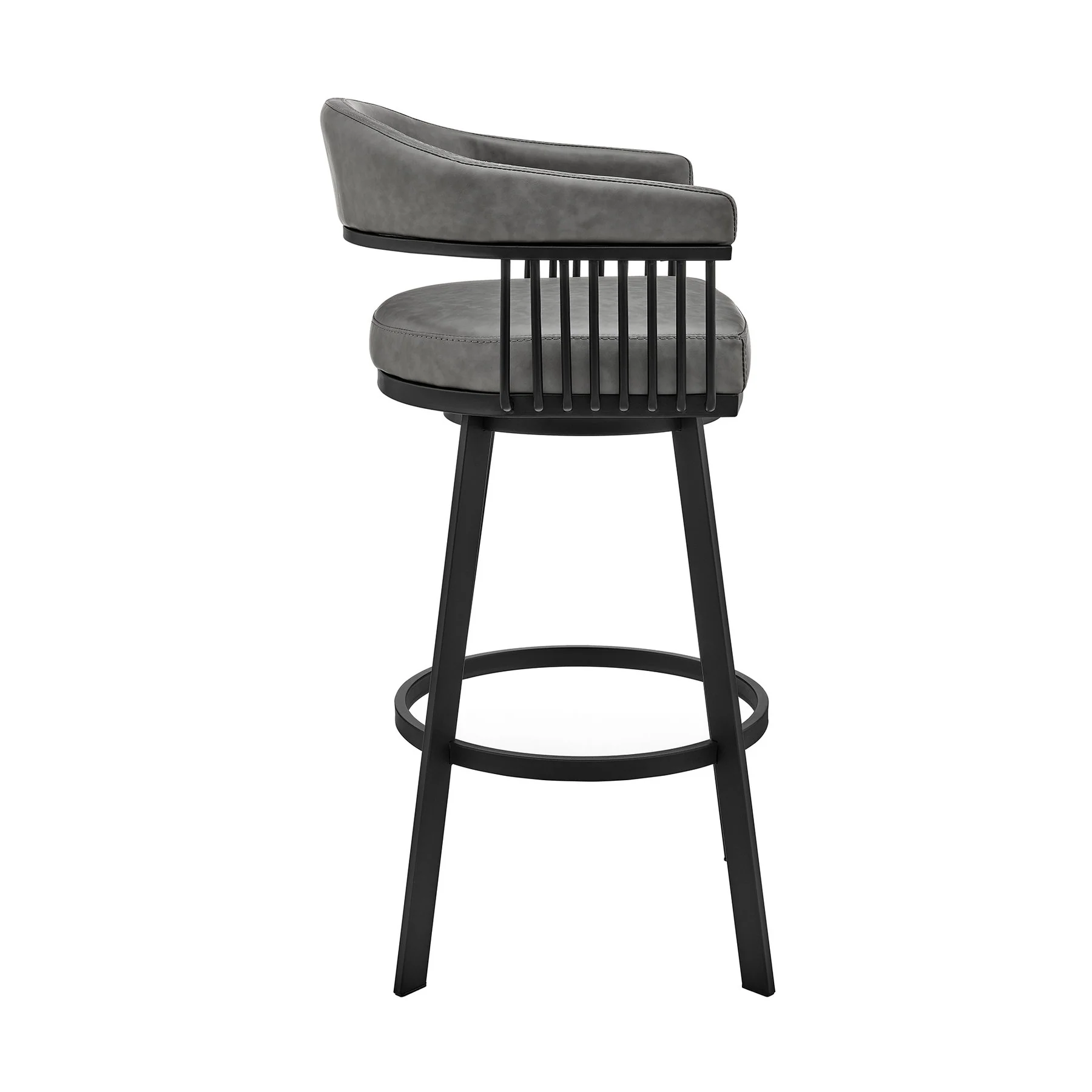 Naomi and Chelsea 4-Piece Counter Height Dining Set in Black Metal and Gray Faux Leather - Image 3