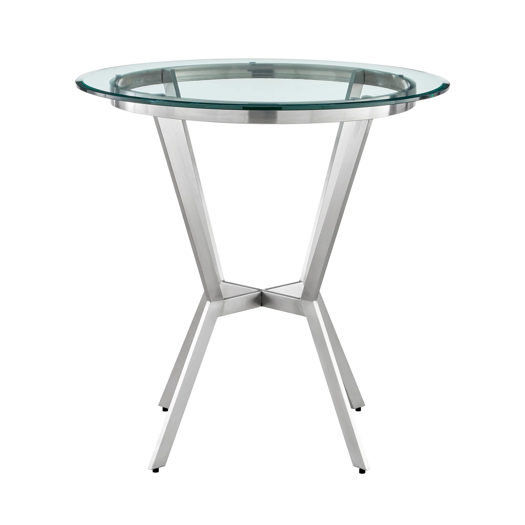 Naomi and Lorin 4-Piece Counter Height Dining Set in Brushed Stainless Steel and Gray Faux Leather - Image 4