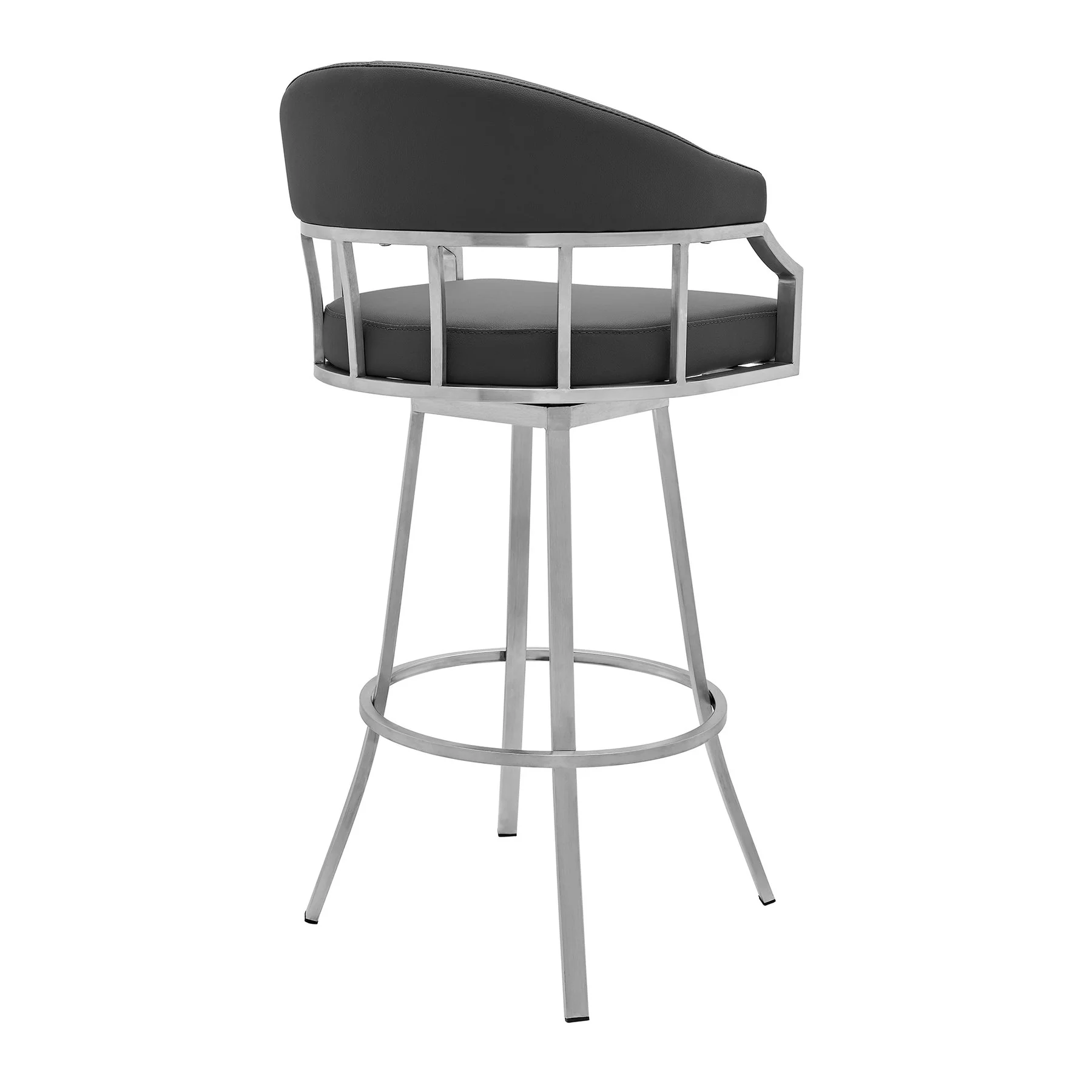 Naomi and Valerie 4-Piece Counter Height Dining Set in Brushed Stainless Steel and Gray Faux Leather - Image 3