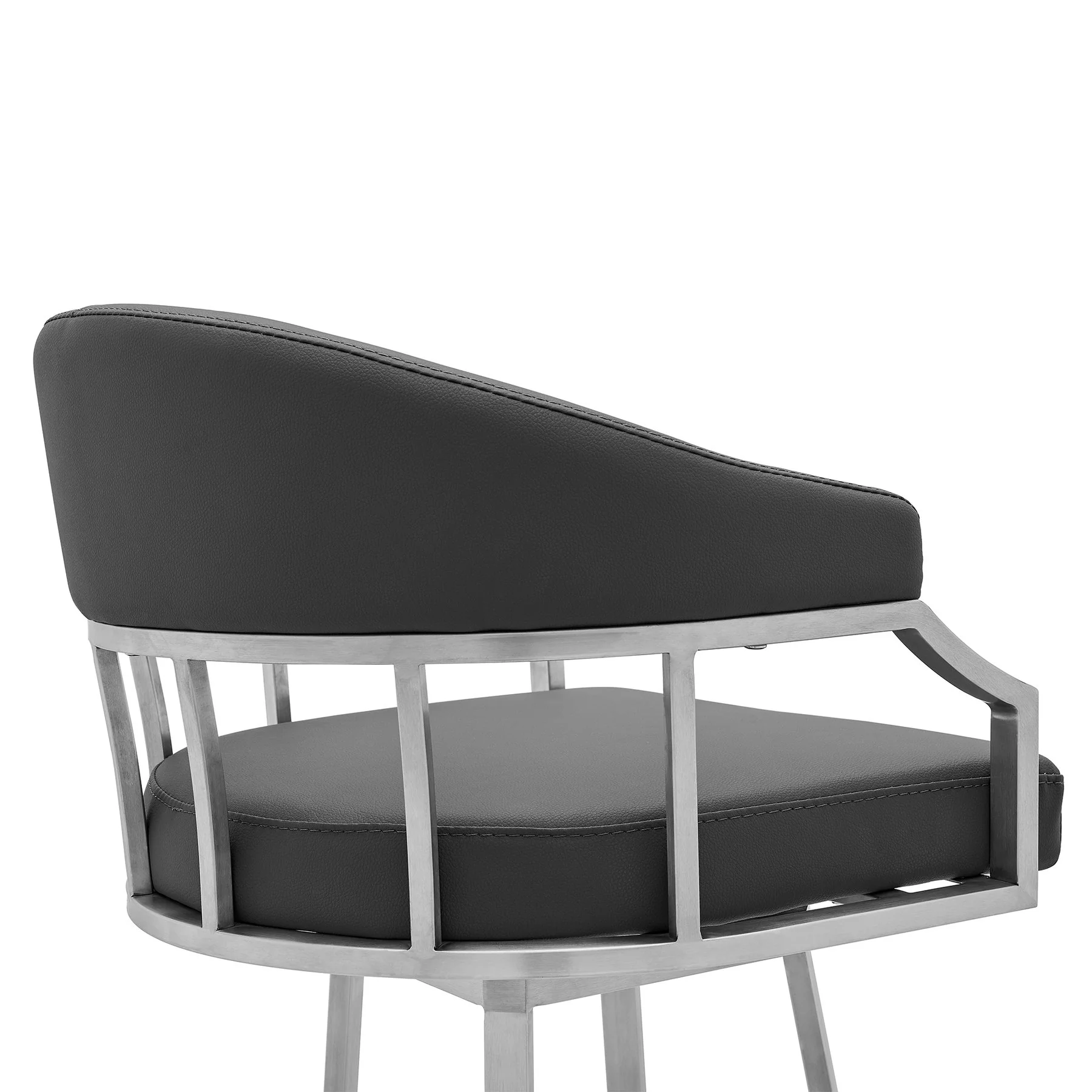 Naomi and Valerie 5-Piece Counter Height Dining Set in Brushed Stainless Steel and Gray Faux Leather - Image 6