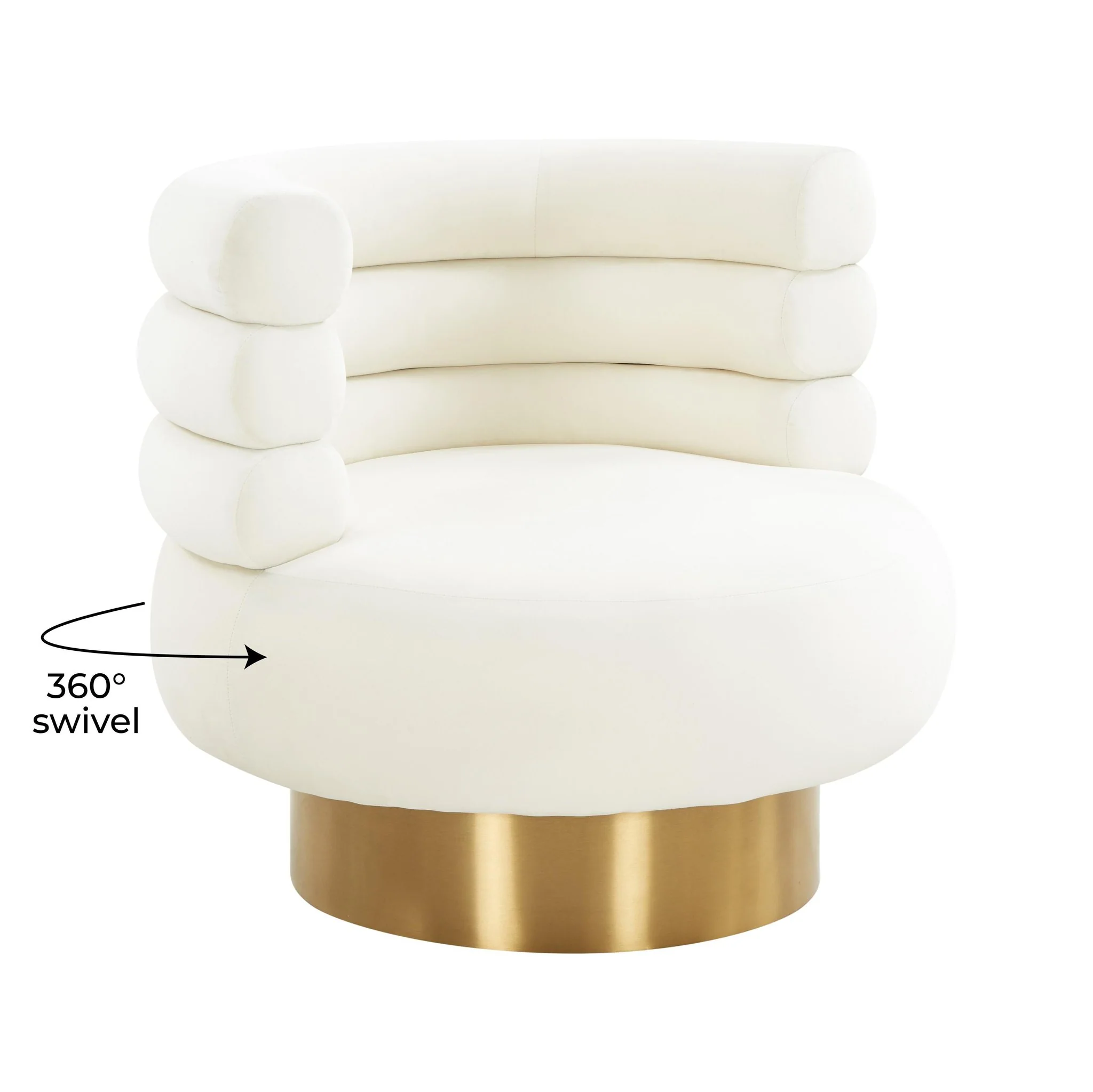 Naomi Cream Velvet Swivel Chair - Image 7