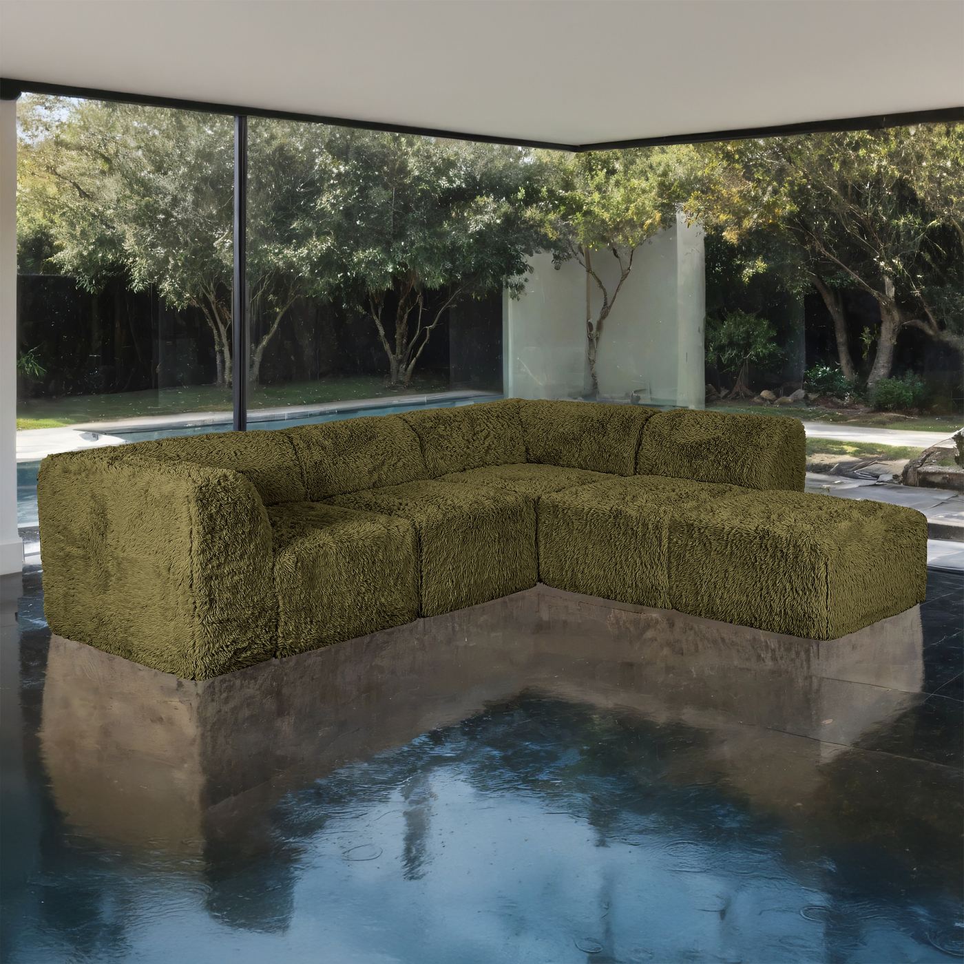 Nappi L-Sectional B, Olive Green