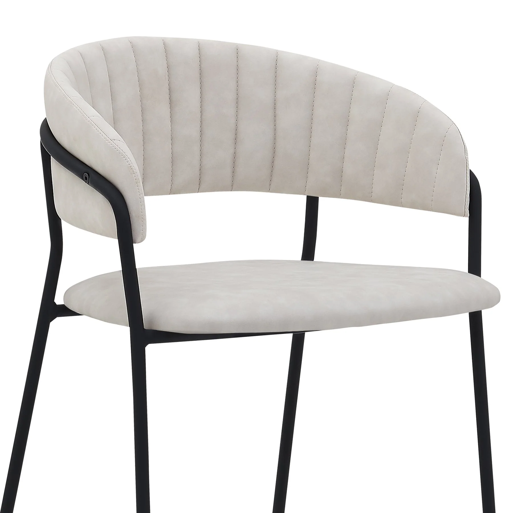 Nara 26" Cream Faux Leather and Metal Counter Height Bar Stool with Black Frame - Image 4