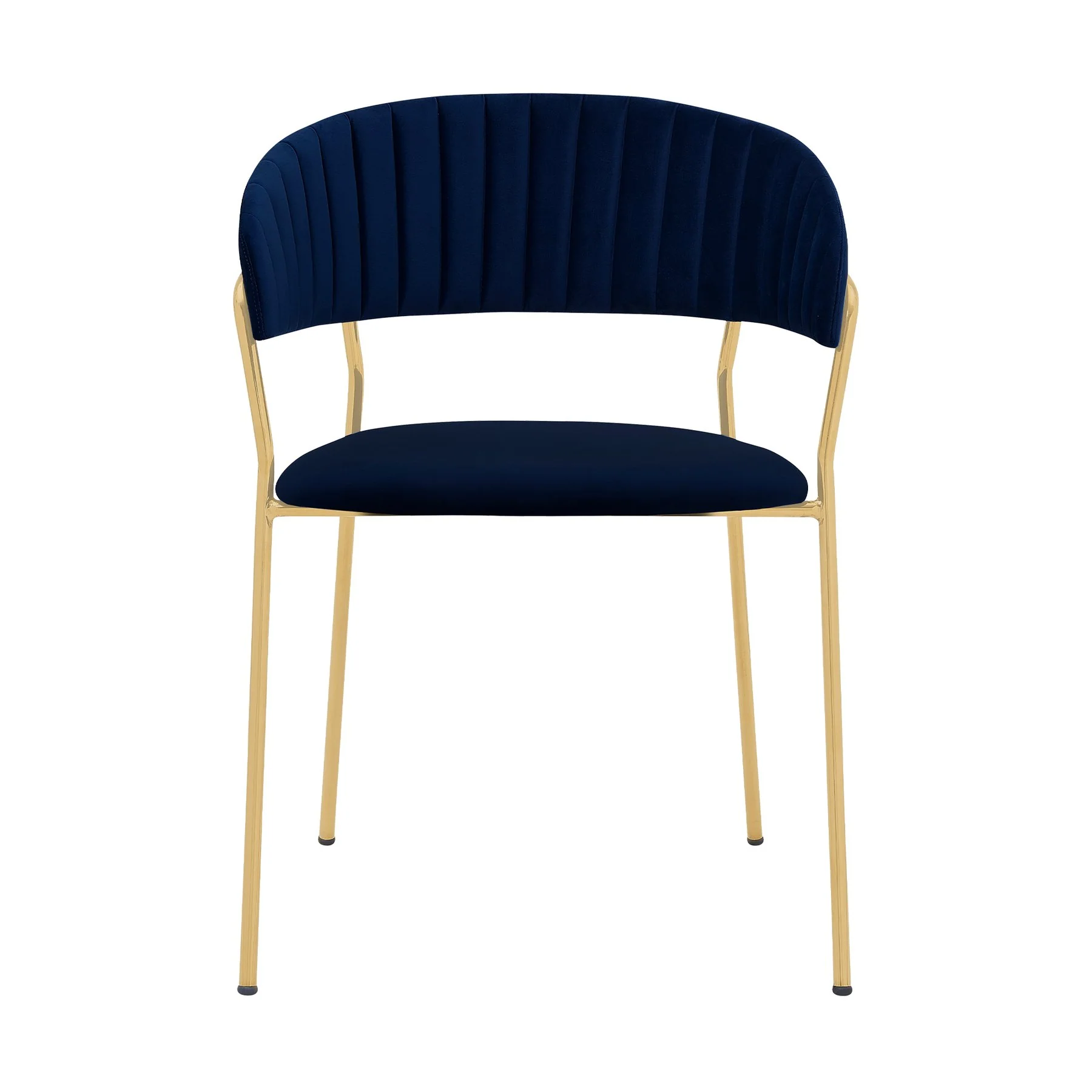Nara Modern Blue Velvet and Gold Metal Leg Dining Room Chairs - Set of 2 - Image 3
