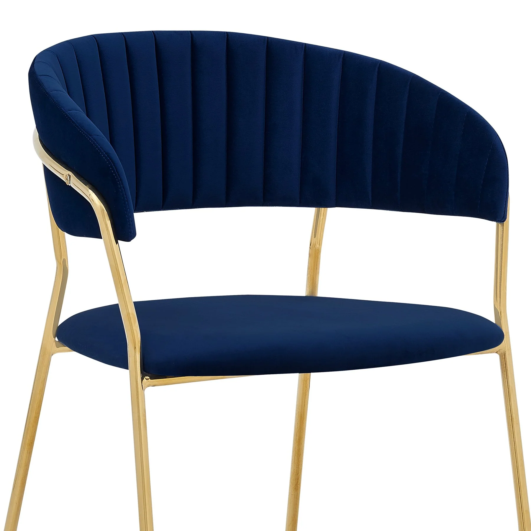 Nara Modern Blue Velvet and Gold Metal Leg Dining Room Chairs - Set of 2 - Image 5