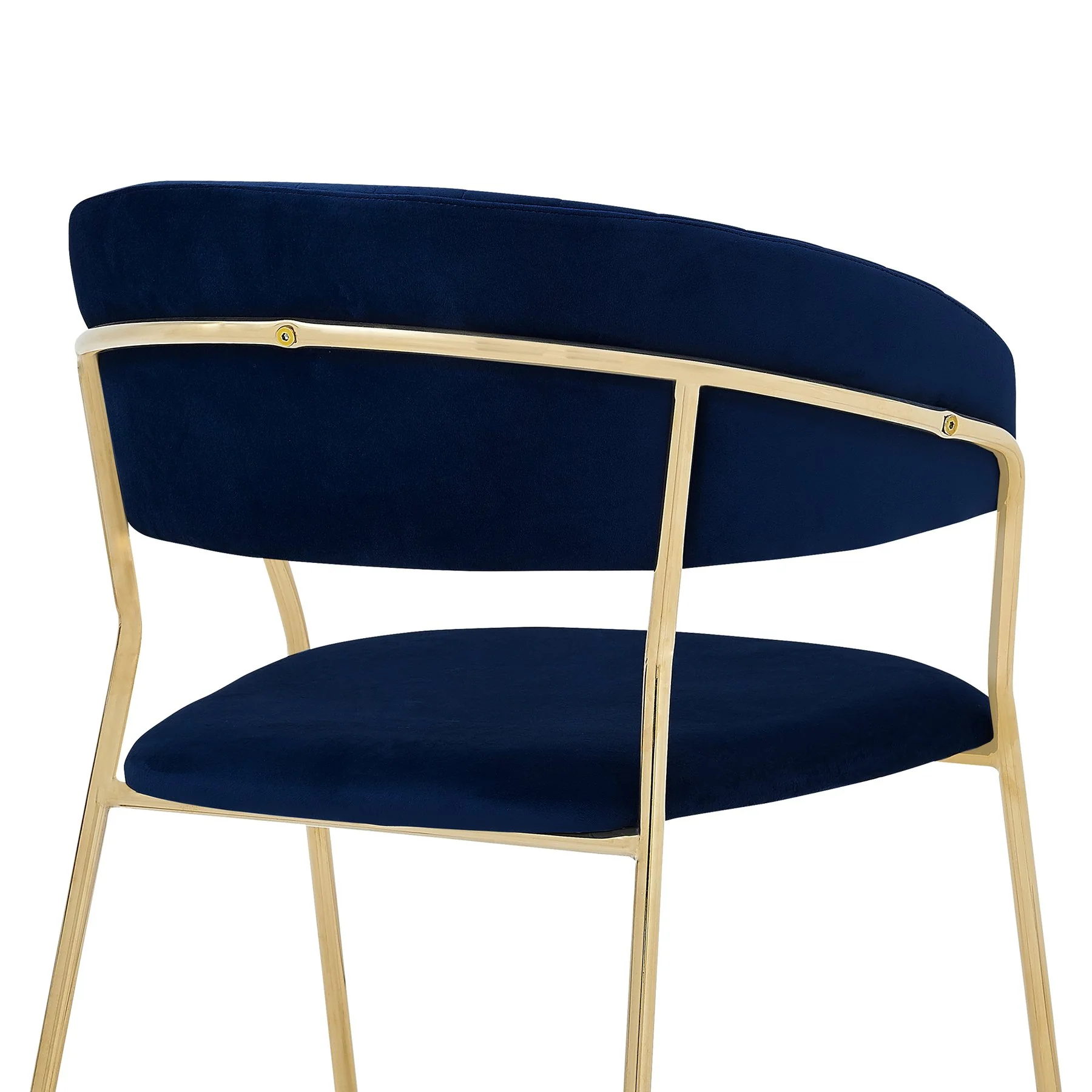 Nara Modern Blue Velvet and Gold Metal Leg Dining Room Chairs - Set of 2 - Image 6