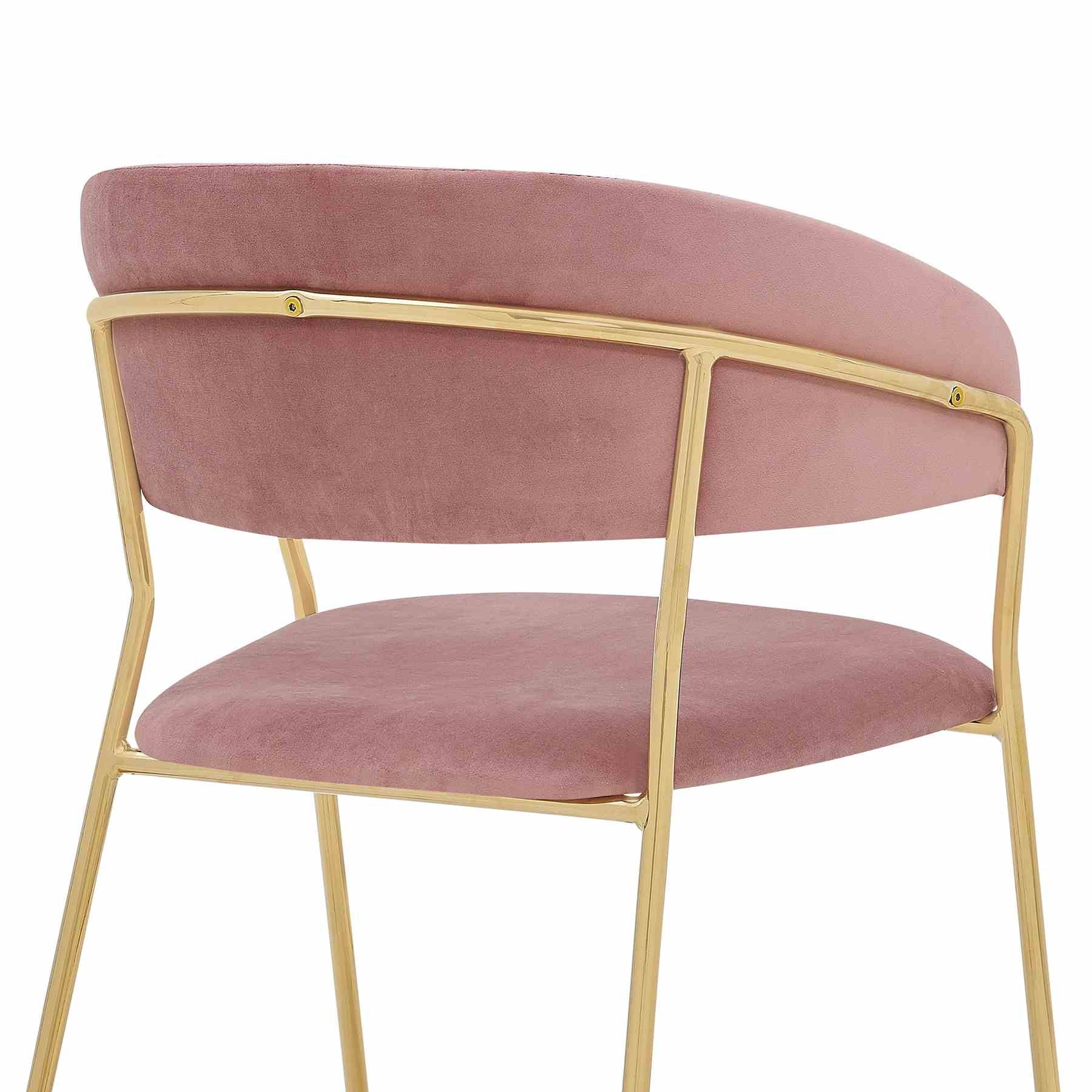 Nara Modern Pink Velvet and Gold Metal Leg Dining Room Chairs - Set of 2 - Image 6