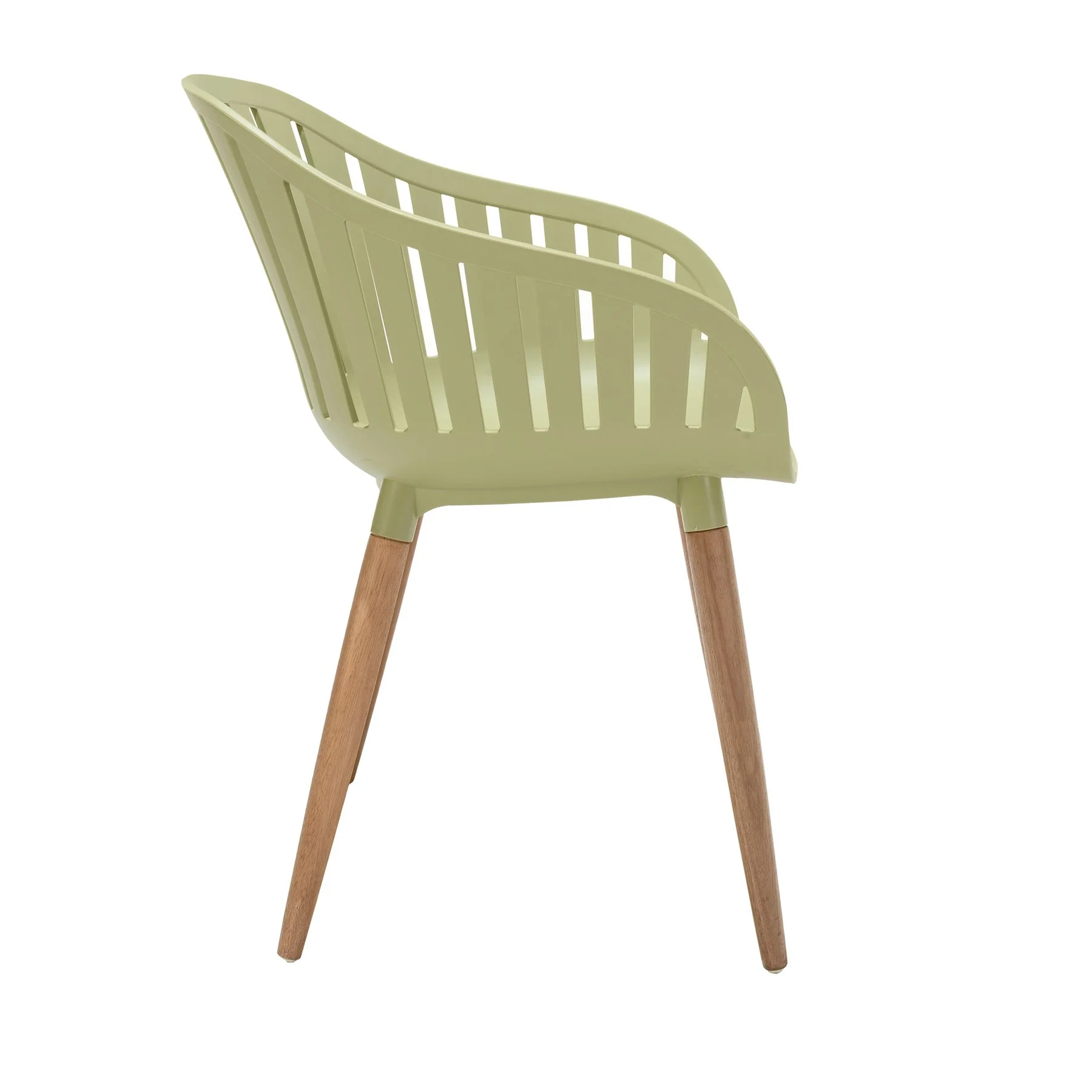 Nassau 5 piece Outdoor Dining Set in Natural Wood Finish Table and Sage Green Arm Chairs - Image 3