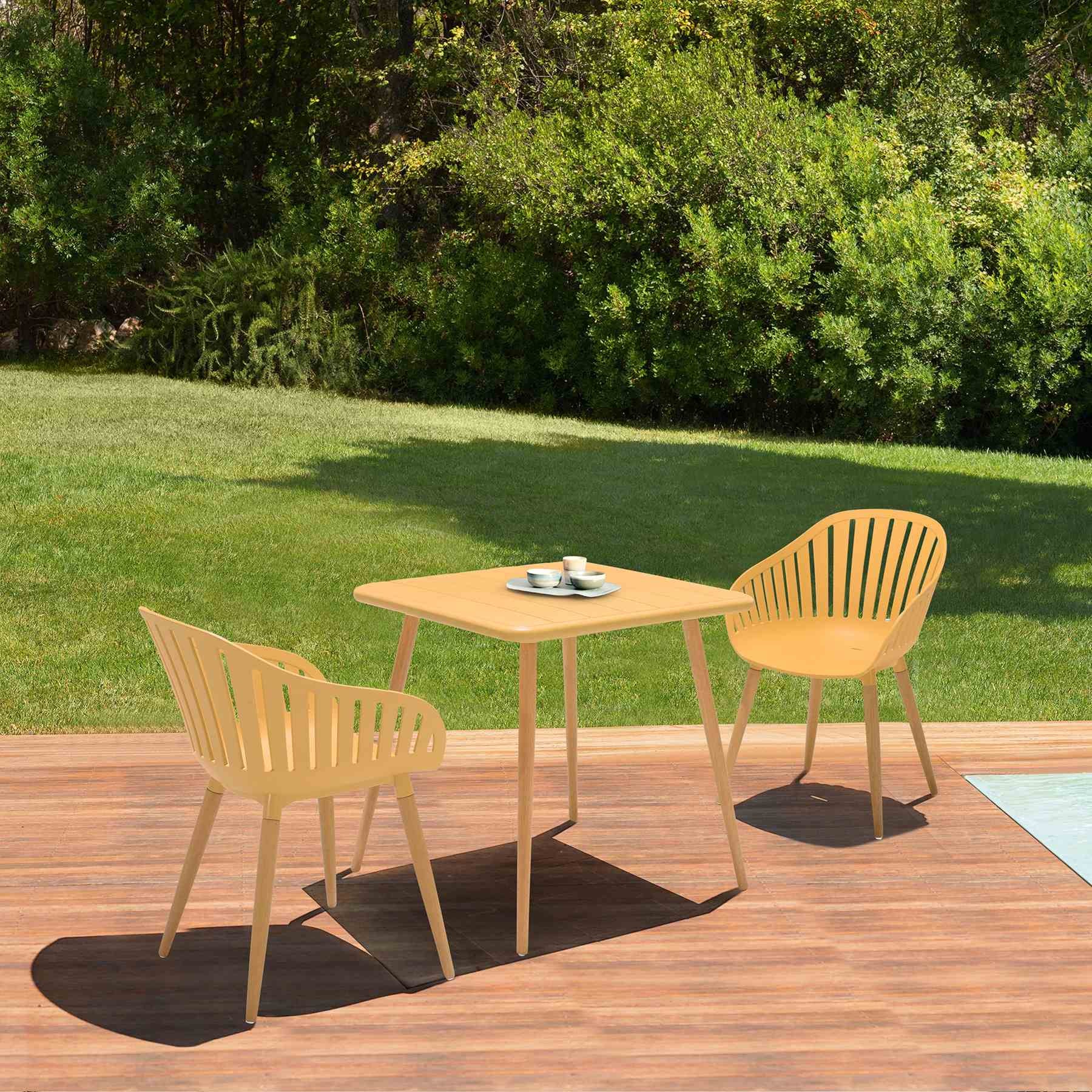 Nassau Outdoor 3 Piece Honey Eucalyptus Dining Set - Image 8