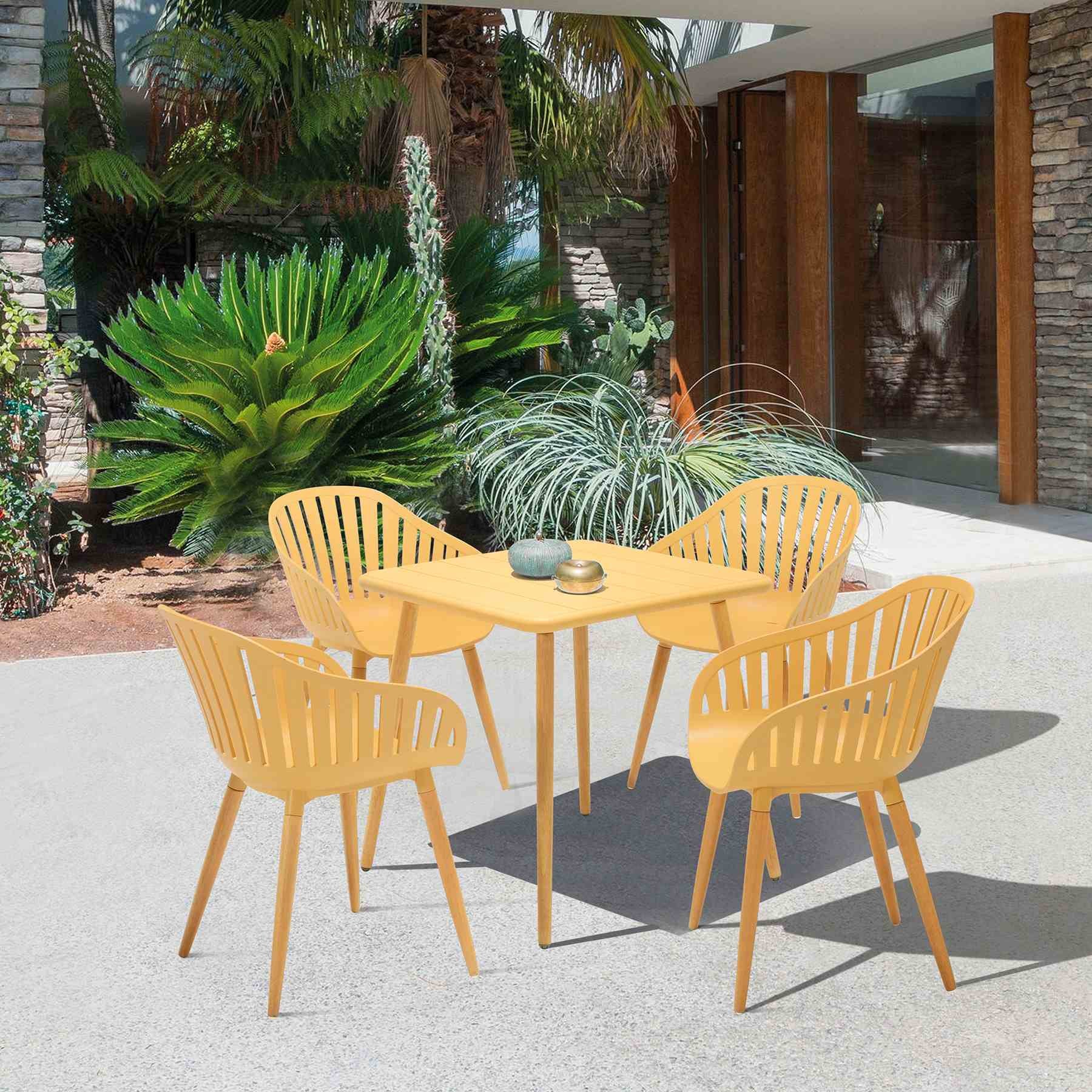Nassau Outdoor 5 Piece Honey Eucalyptus Dining Set - Image 8