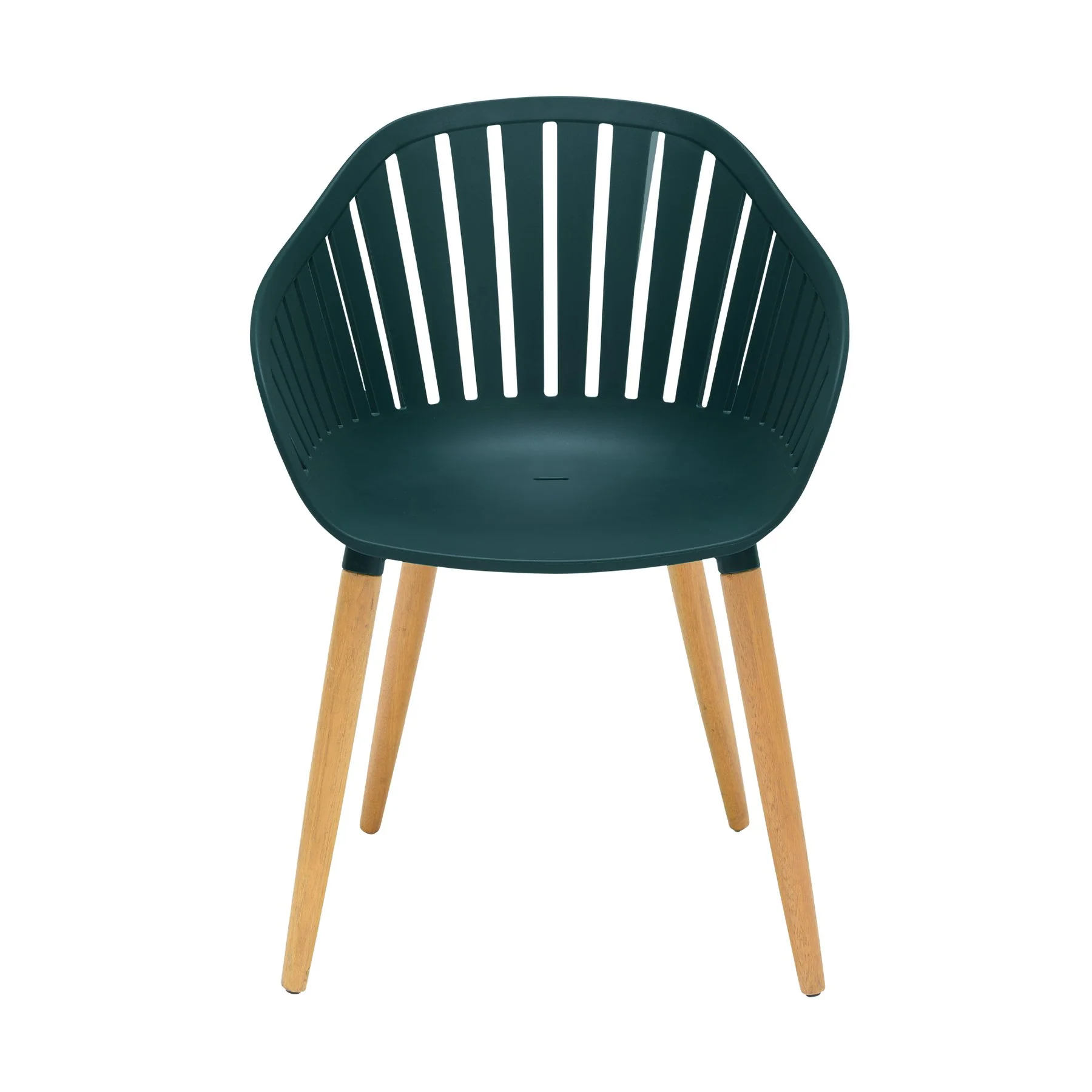 Nassau Outdoor Green Dining Chair with Eucalyptus Wood Legs - Set of 2 - Image 3