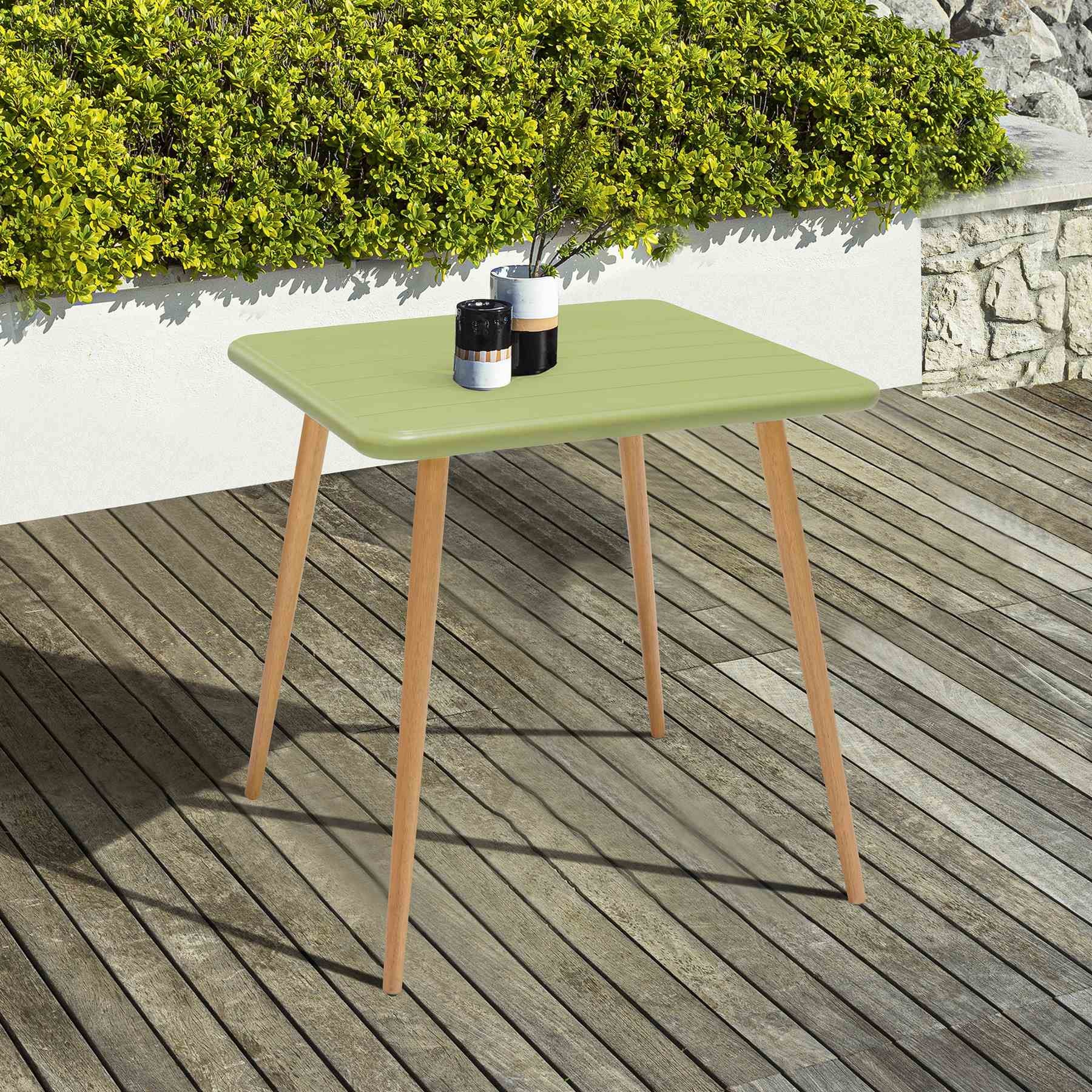Nassau Square Outdoor Sage Green Eucalyptus Dining Table - Image 5