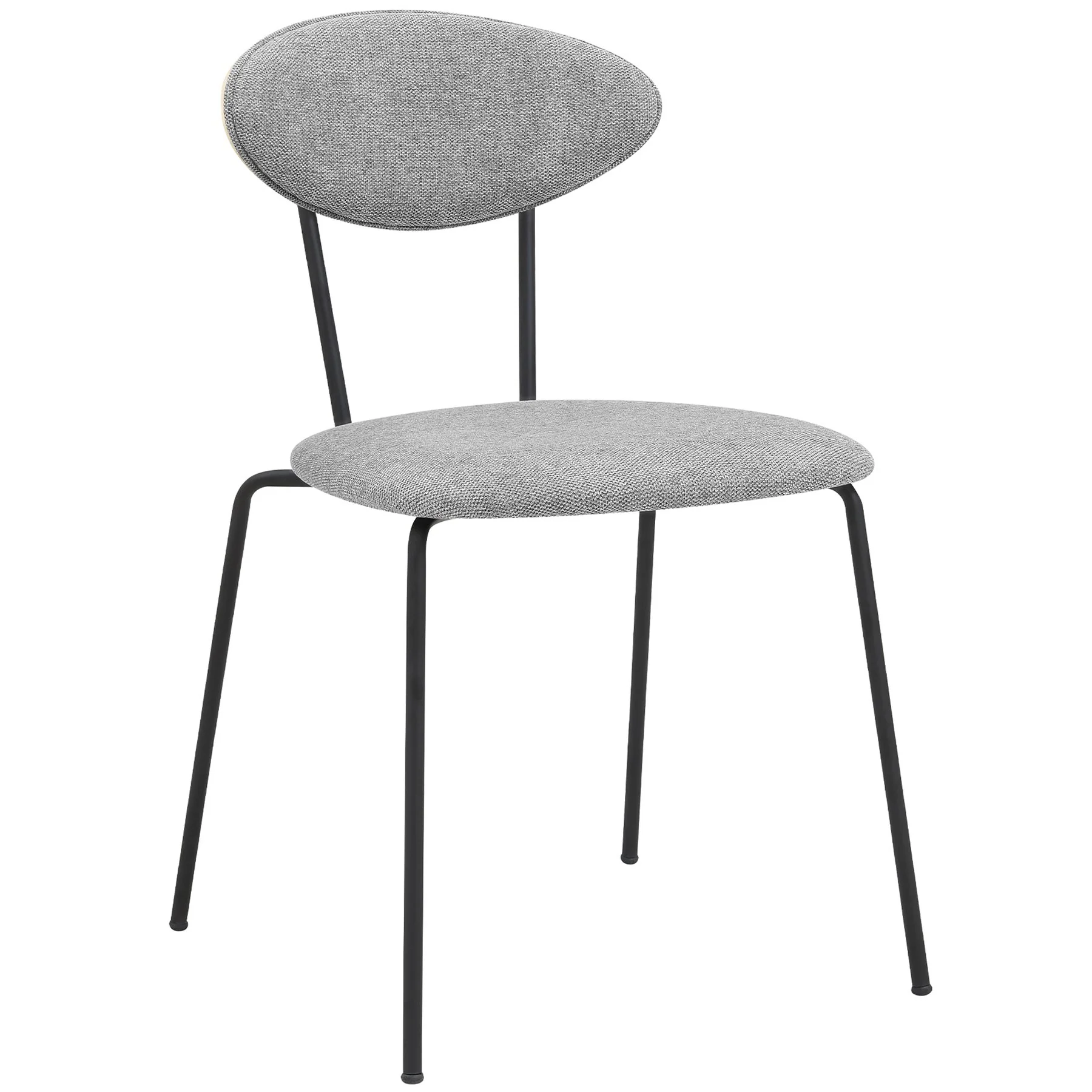 Neo Modern Gray Fabric and Black Metal Dining Room Chairs - Set of 2 - Image 2
