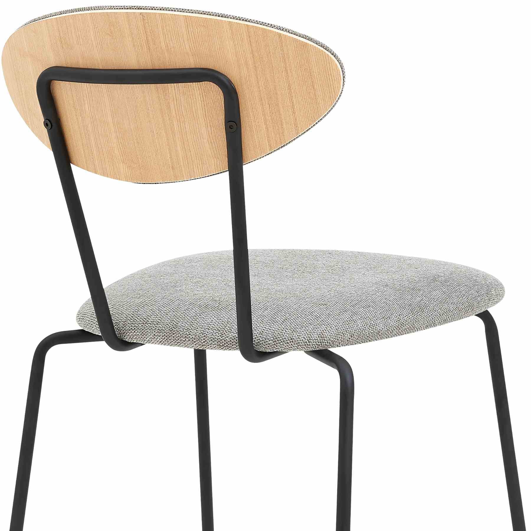 Neo Modern Gray Fabric and Black Metal Dining Room Chairs - Set of 2 - Image 6
