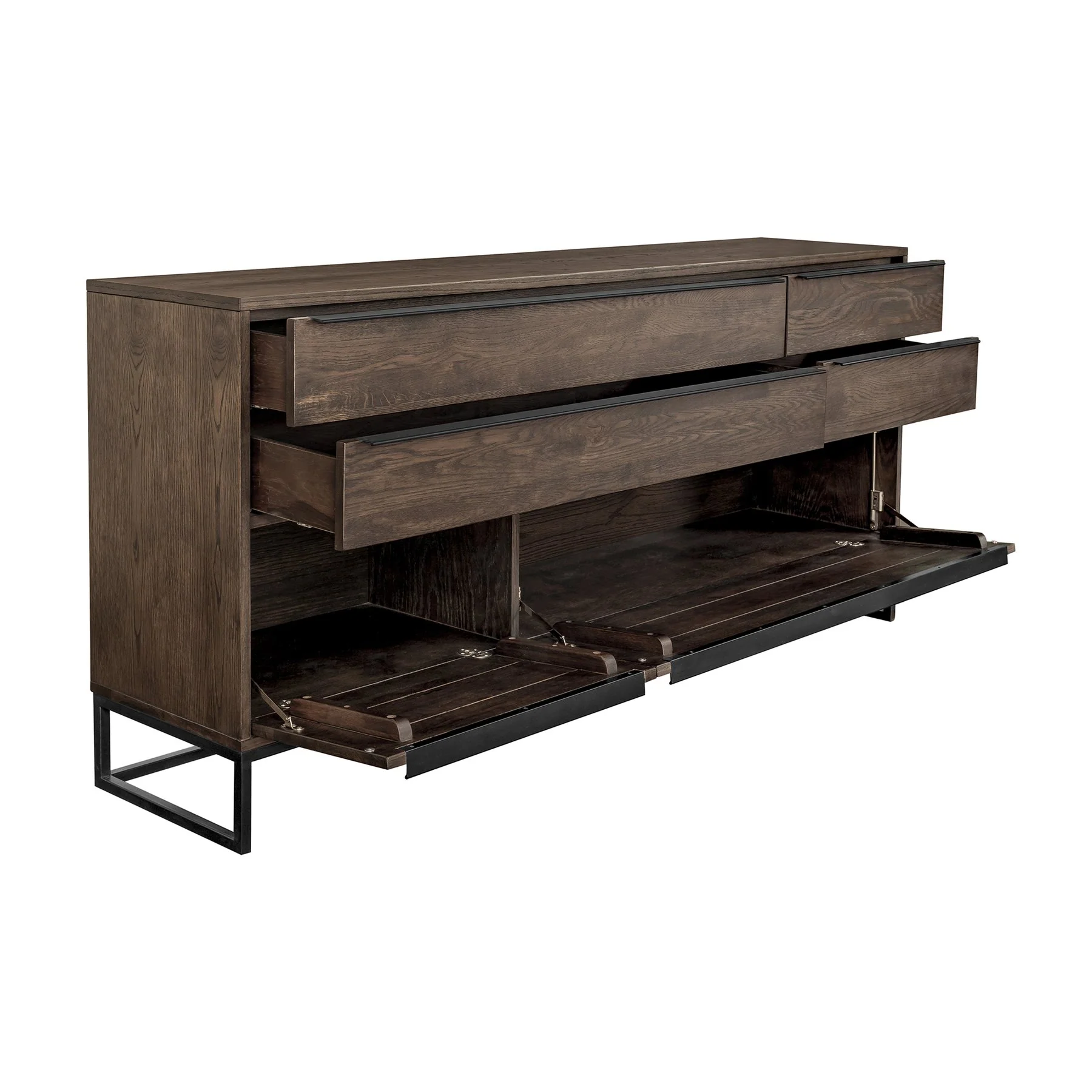 Nevada Rustic Oak Wood Sideboard In Dark Brown - Image 3