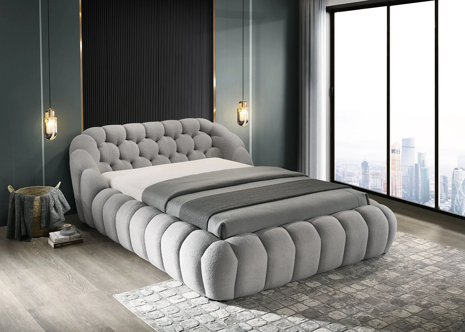Newquay Queen Bed, Gray - Image 2