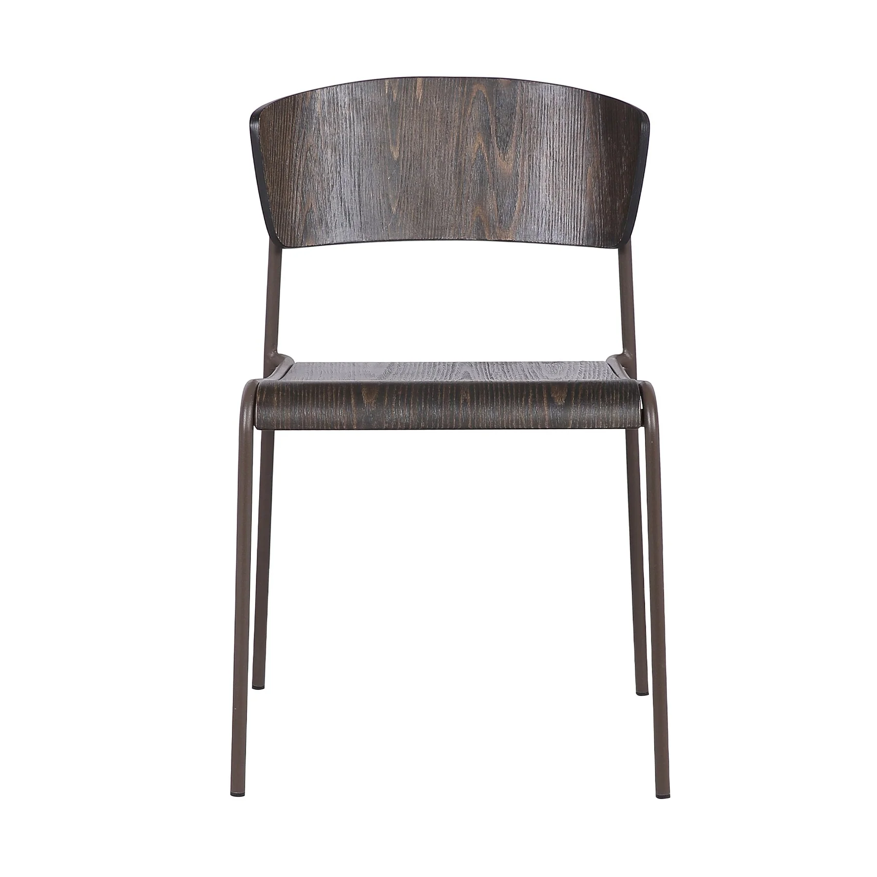 Nick Walnut and Metal Open Back Dining Accent Chairs (Set of 2) - Image 2
