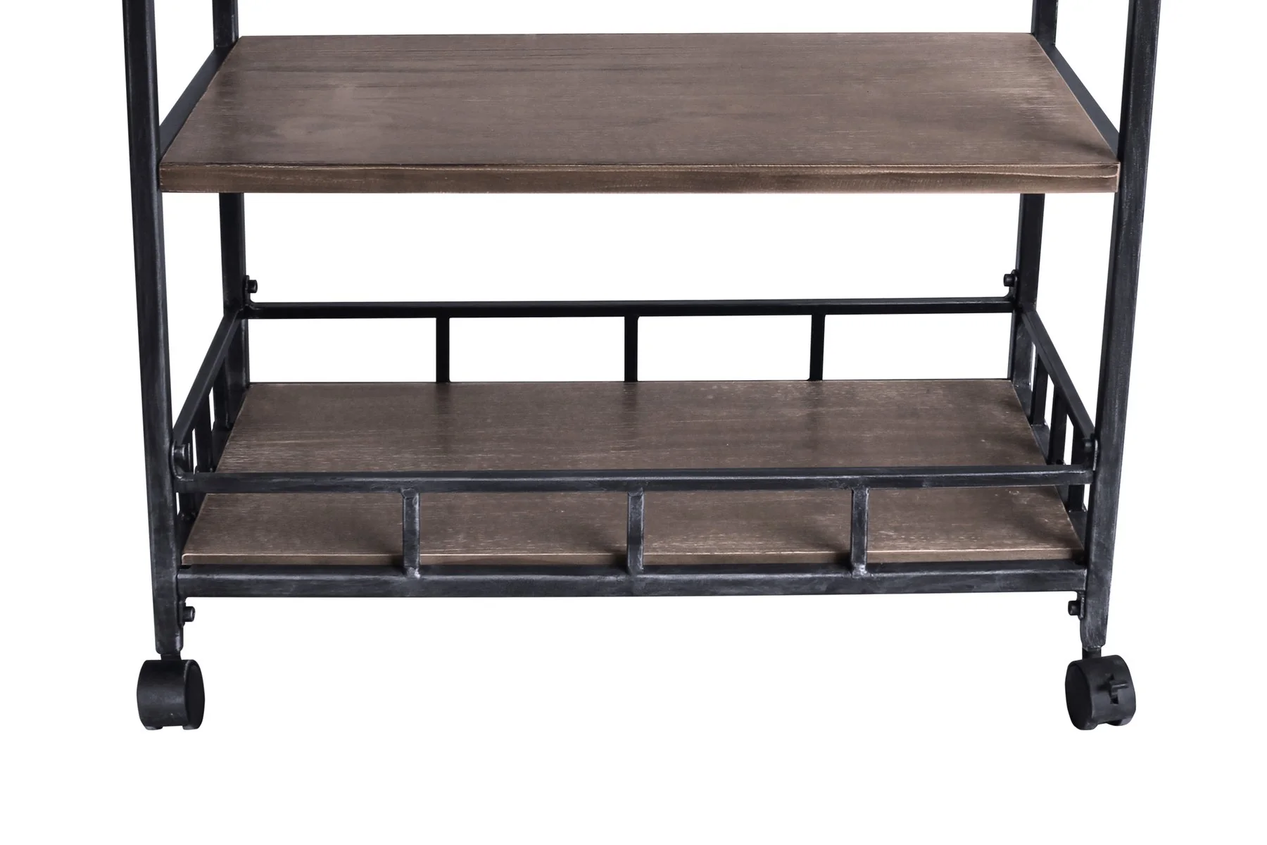 Niles Industrial Kitchen Cart in Industrial Gray and Pine Wood - Image 6