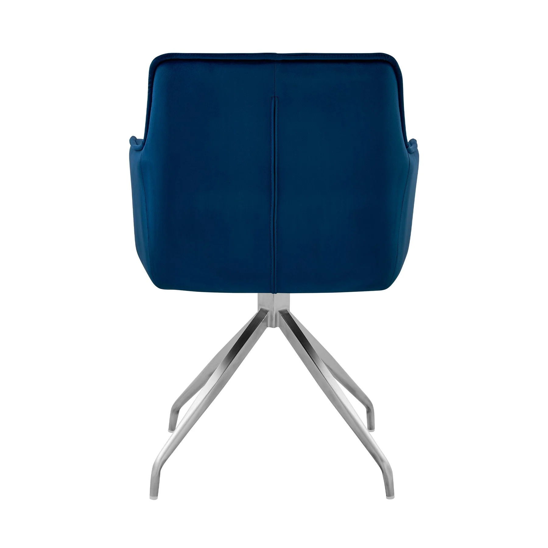 Noah Dining Room Accent Chair in Blue Velvet and Brushed Stainless Steel Finish - Image 5