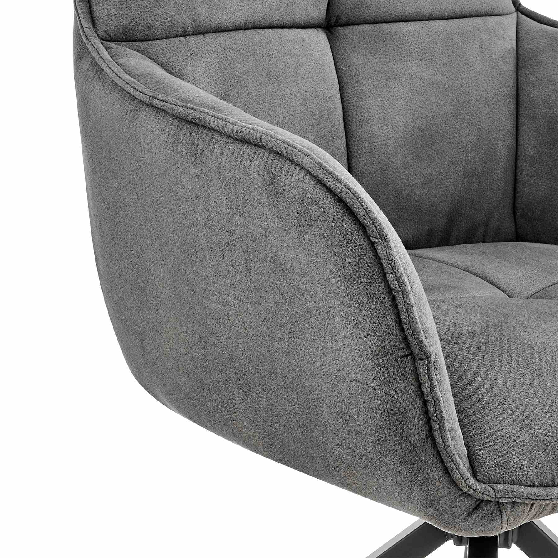 Noah Dining Room Accent Chair in Charcoal Fabric and Black Metal Legs - Image 6