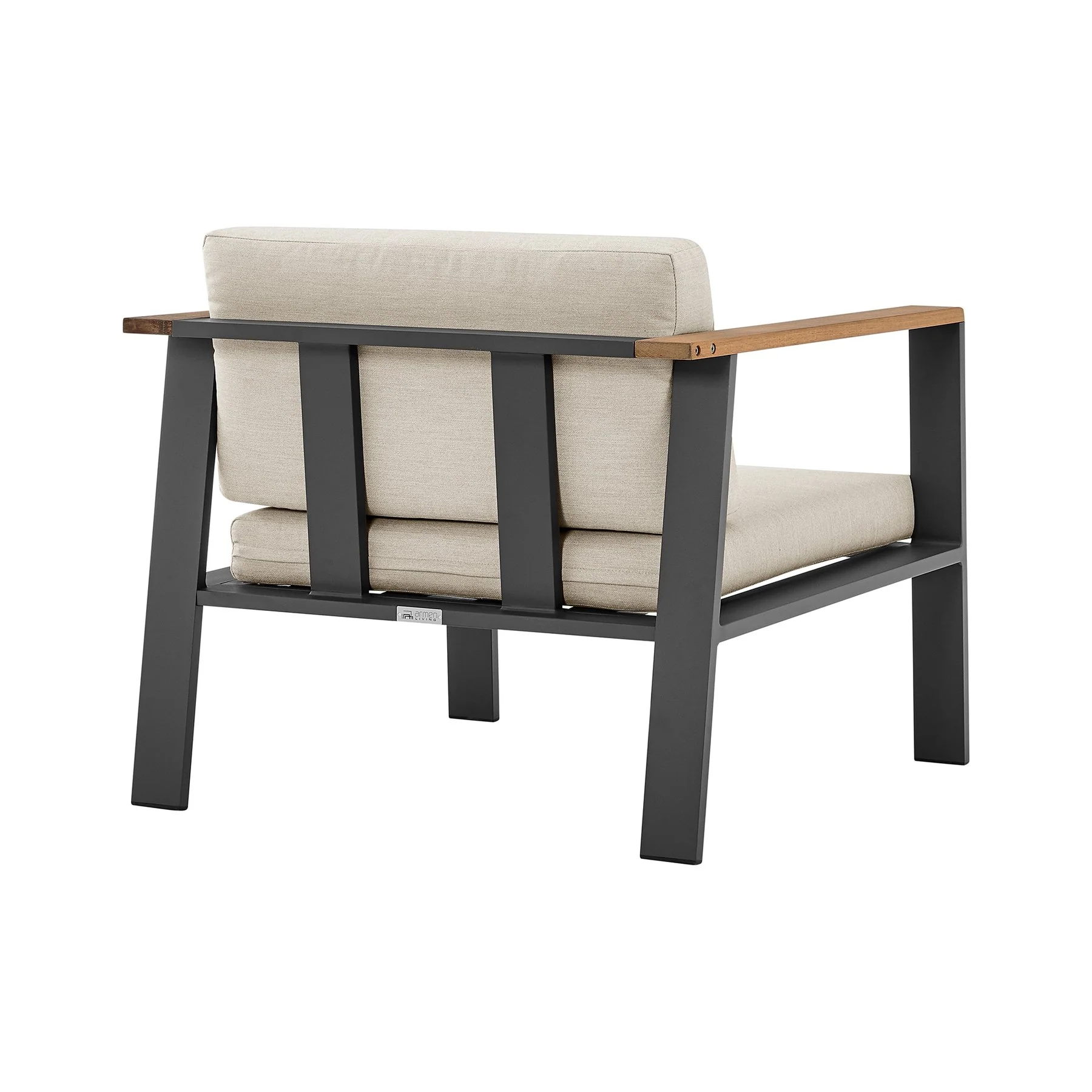 Nofi 4 piece Outdoor Patio Set in Charcoal Finish with Taupe Cushions and Teak Wood - Image 6