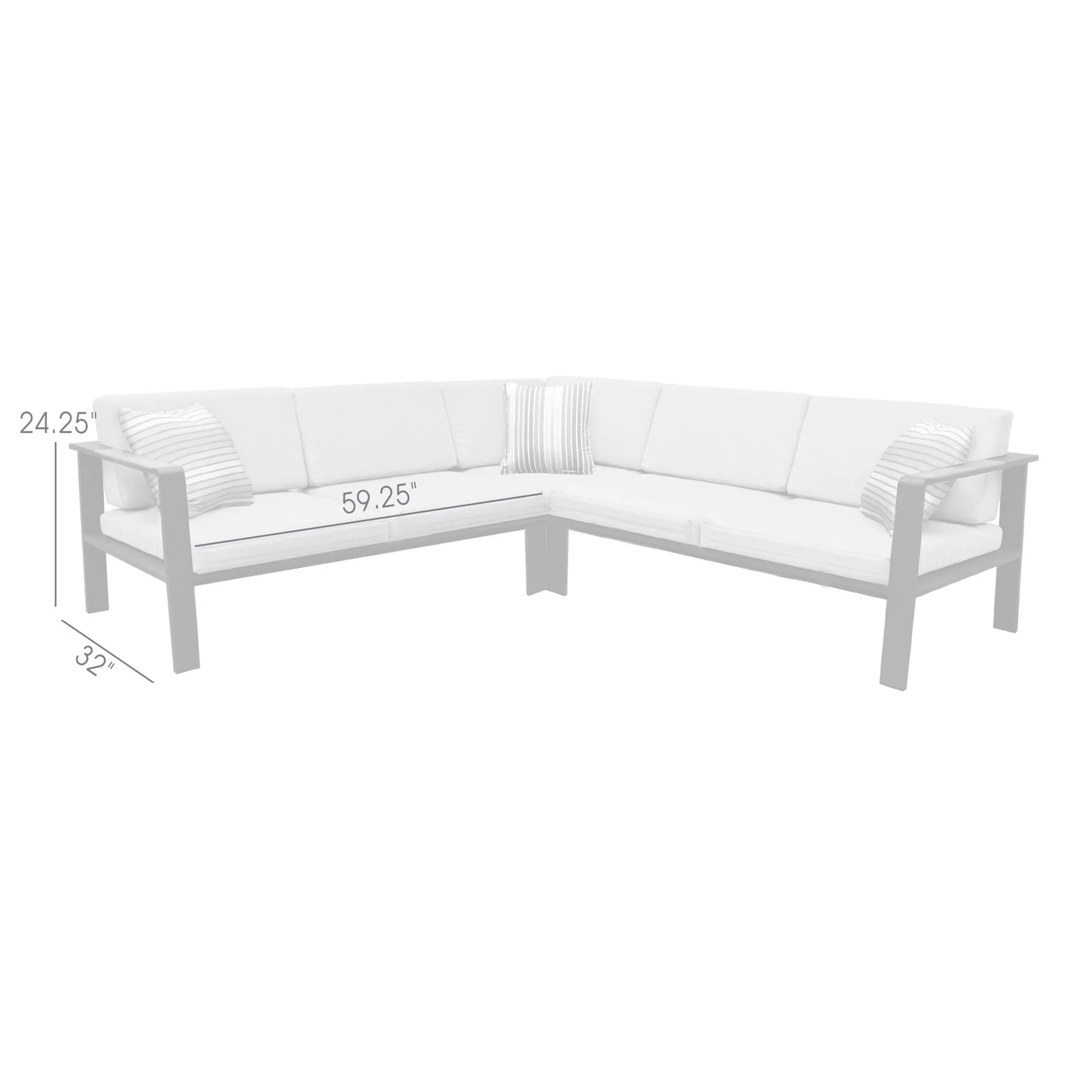 Nofi Aluminum and Teak Wood Outdoor Sectional Sofa in Charcoal and Taupe - Image 5