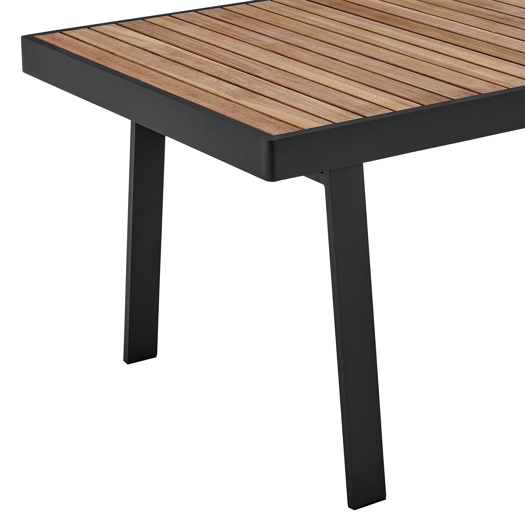 Nofi Outdoor Patio Dining Table in Charcoal Finish with Teak Wood Top - Image 3