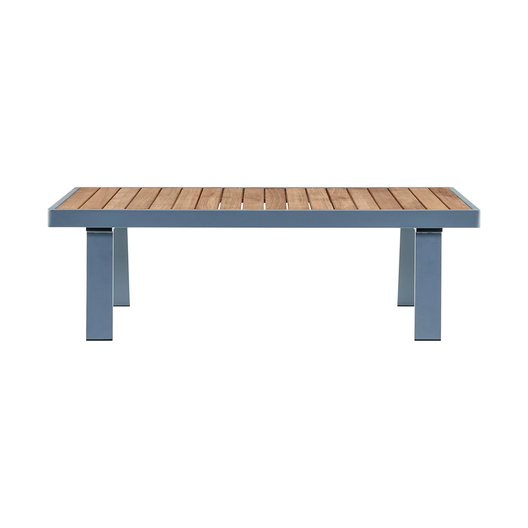 Nofi Outdoor Patio Sectional Set in Gray Finish with Gray Cushions and Teak Wood - Image 3