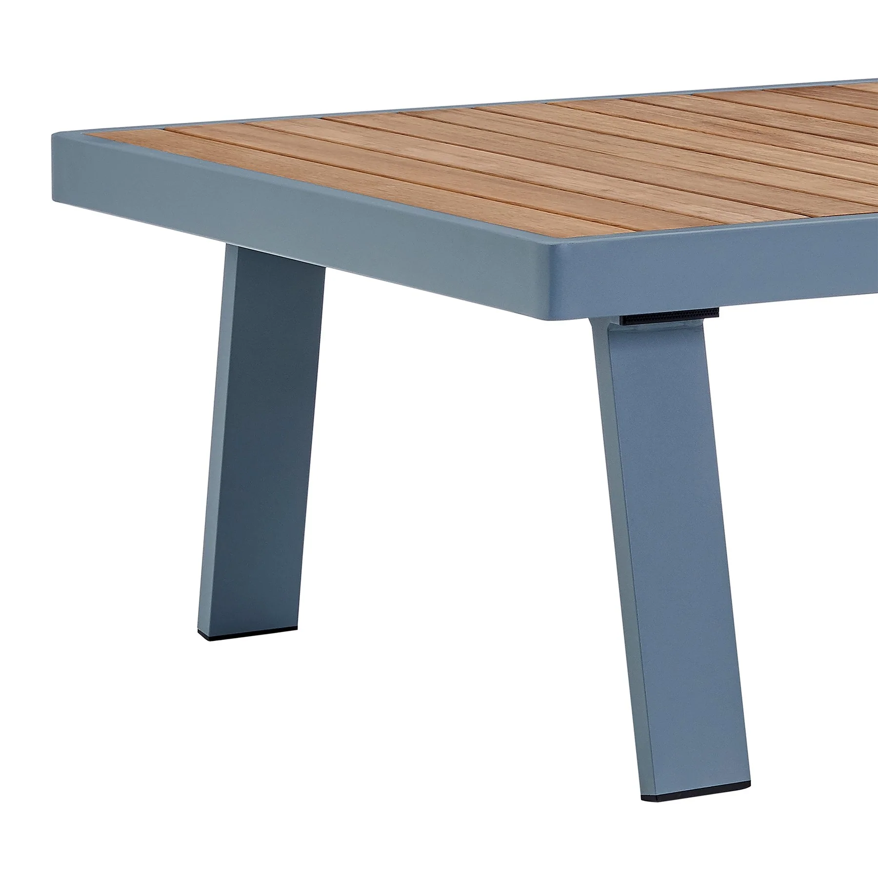 Nofi Outdoor Patio Sectional Set in Gray Finish with Gray Cushions and Teak Wood - Image 6